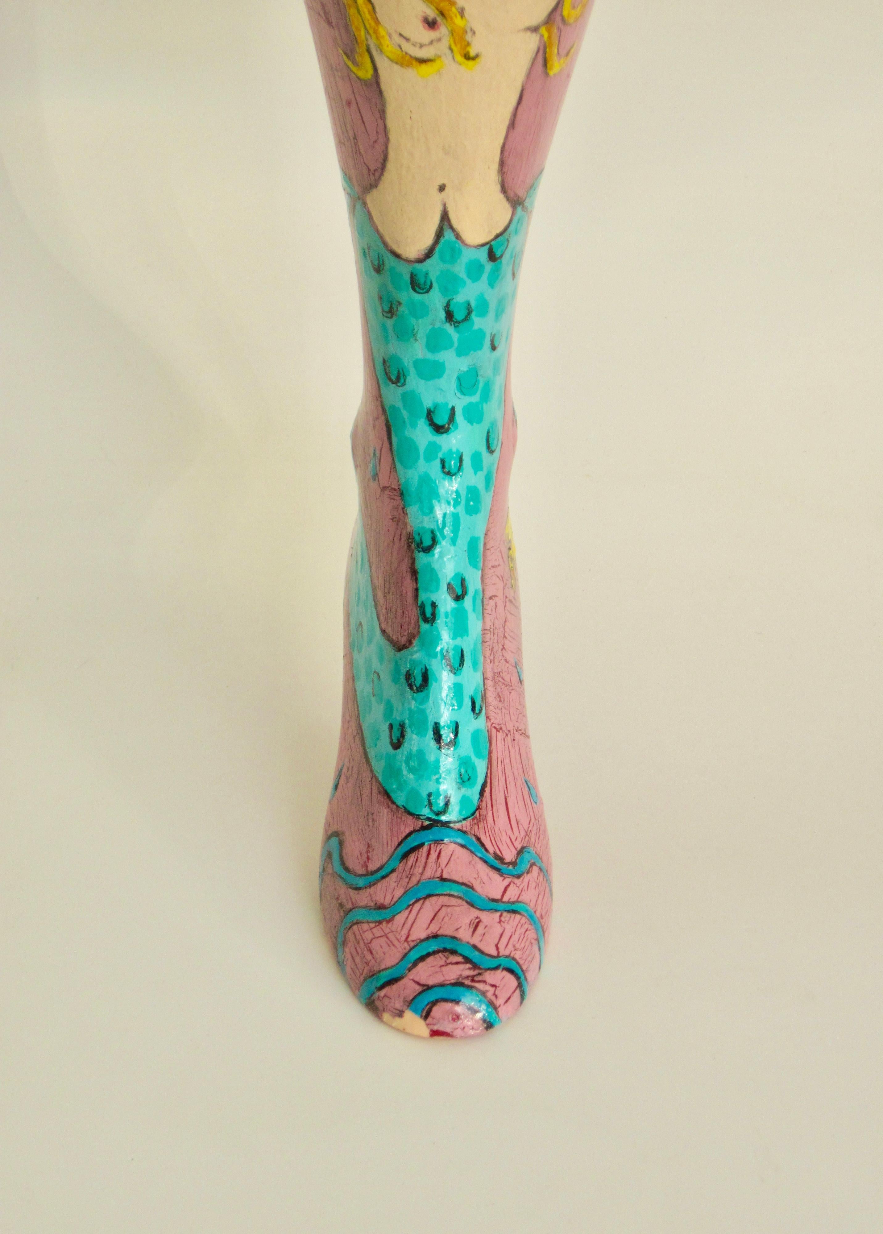 Hand Painted Folk Art Nude Mermaid Mannequin Leg 3