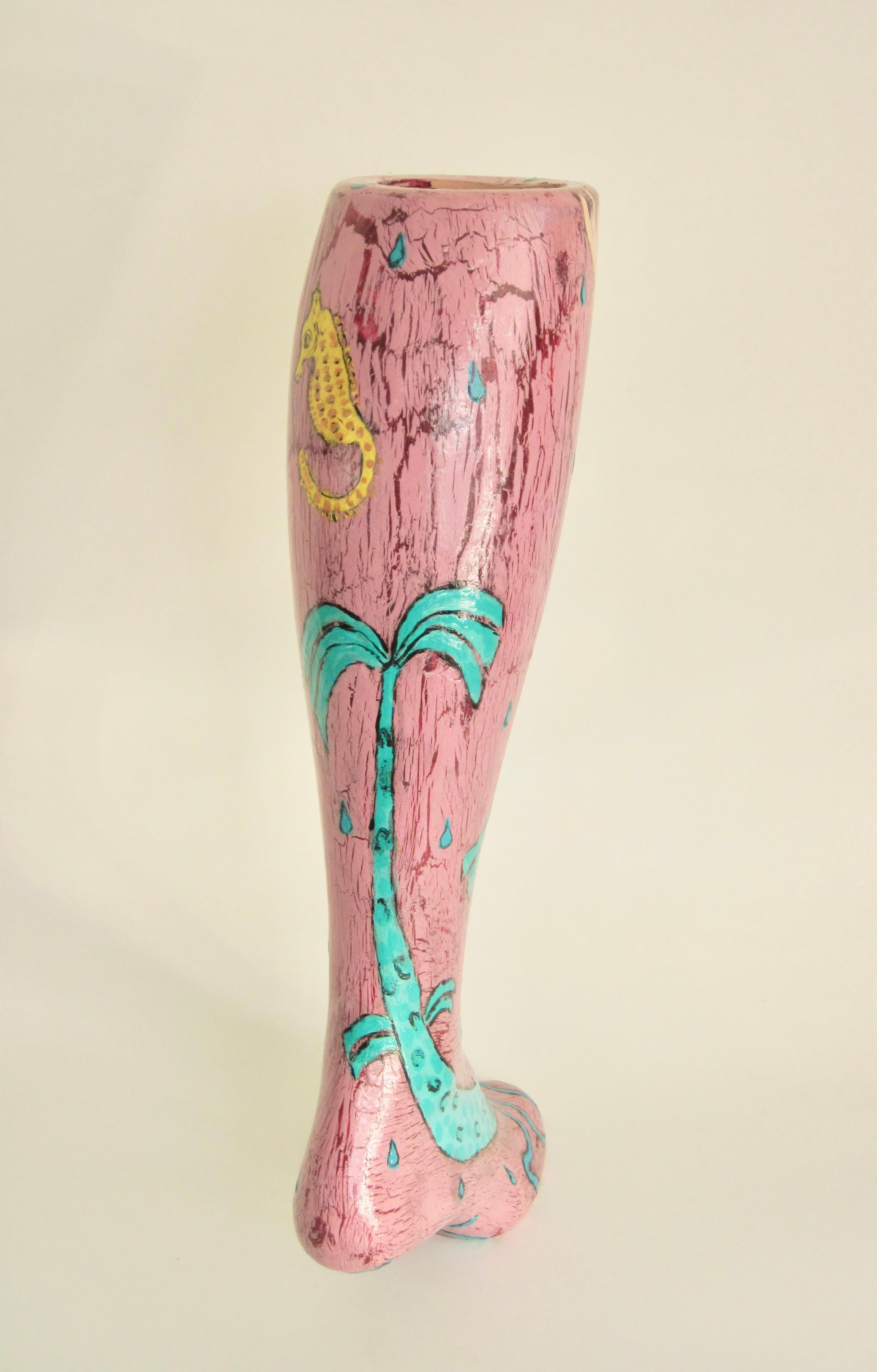 Hand Painted Folk Art Nude Mermaid Mannequin Leg 1