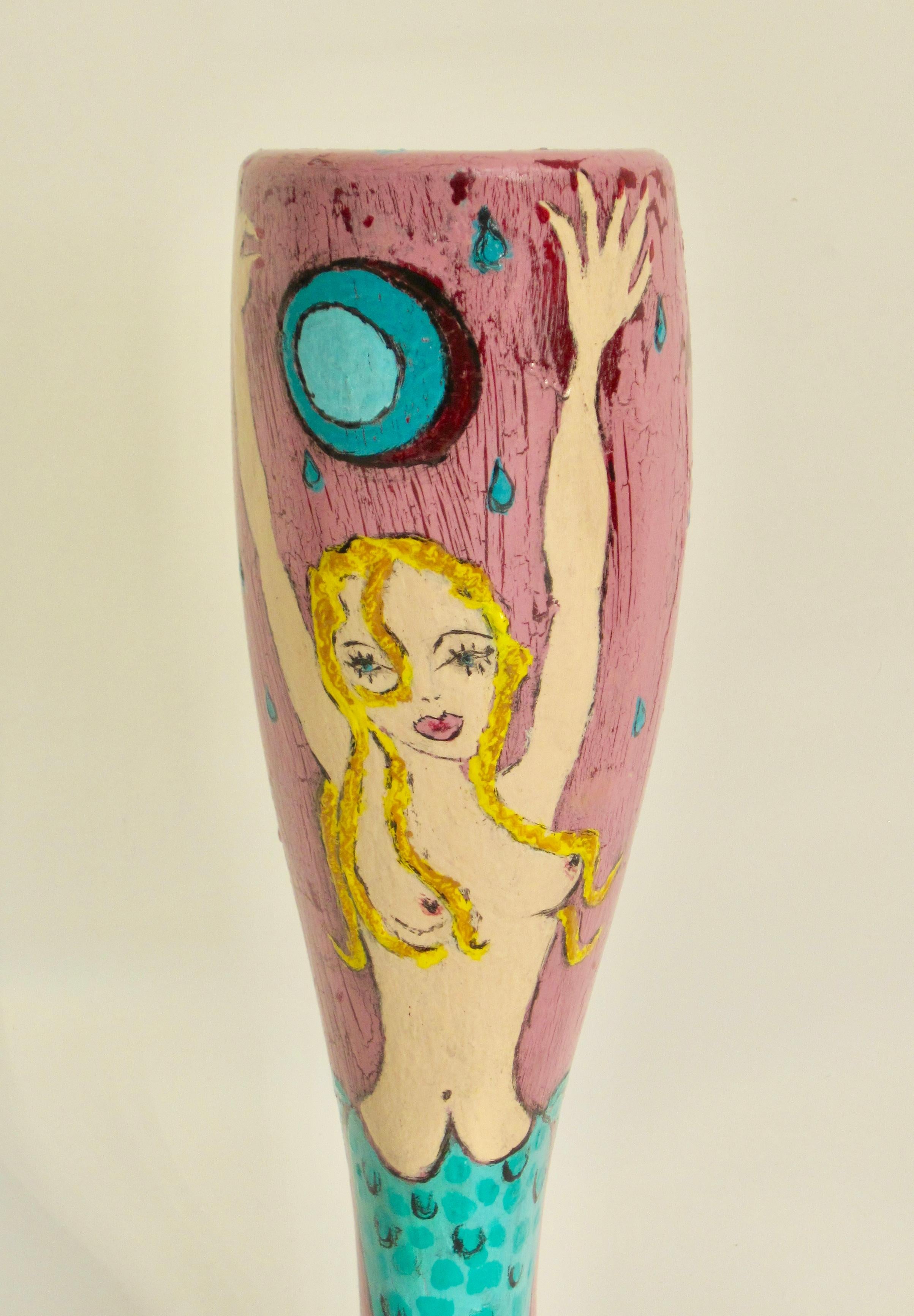 Hand Painted Folk Art Nude Mermaid Mannequin Leg 2