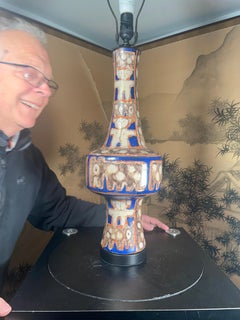 Handbemalte Volkskunst-Tischlampe, Eva Fritz-Lindner, Meisterwerk, Unikat