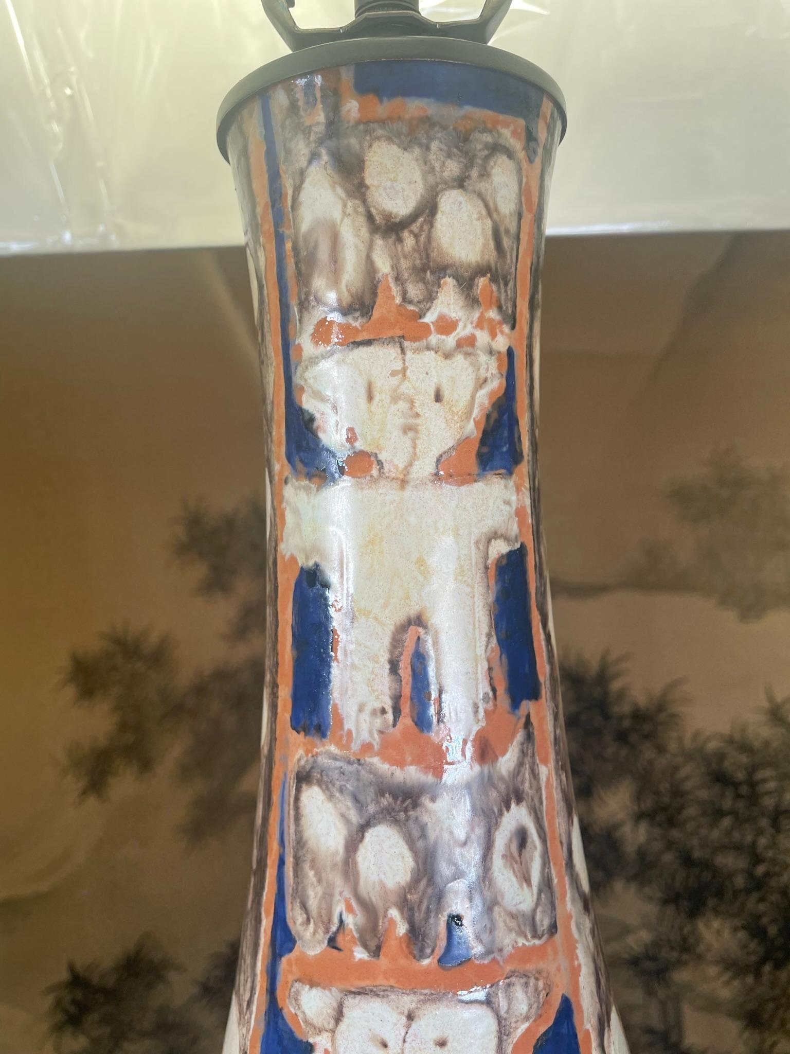 Lampe de table artisanale peinte à la main, chef-d'œuvre d'Eva Fritz-Lindner, unique en son genre Bon état - En vente à South Burlington, VT