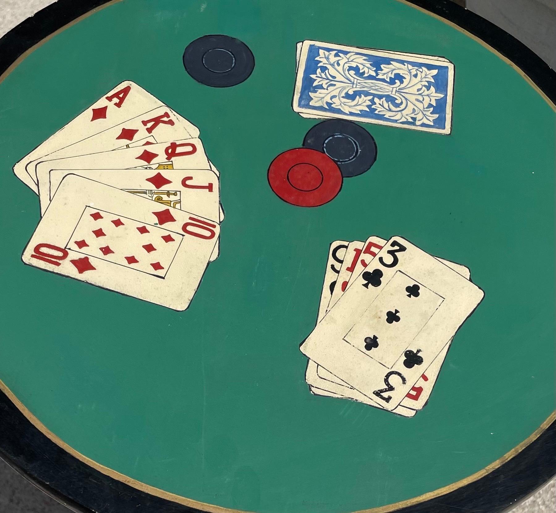 Sconosciuto Carte da gioco Folky dipinte a mano, fiches da poker, portacandele da tavolo e da occasione in vendita