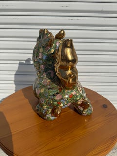 Hand Painted Foo Dog Kirin with Sword in Mouth