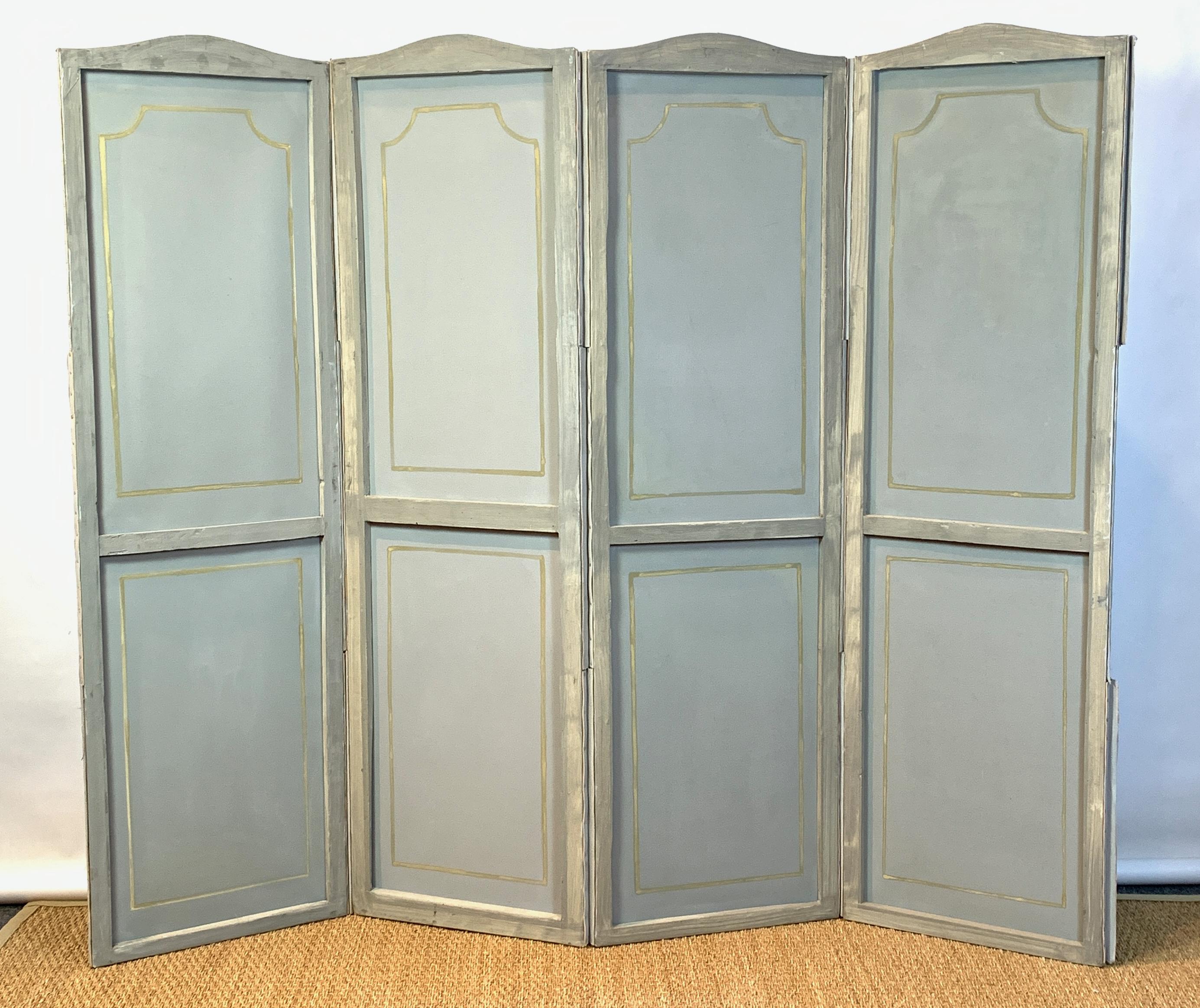 Hand Painted Four Panel Folding Screen in the Style of Gracie or de Gournay 5