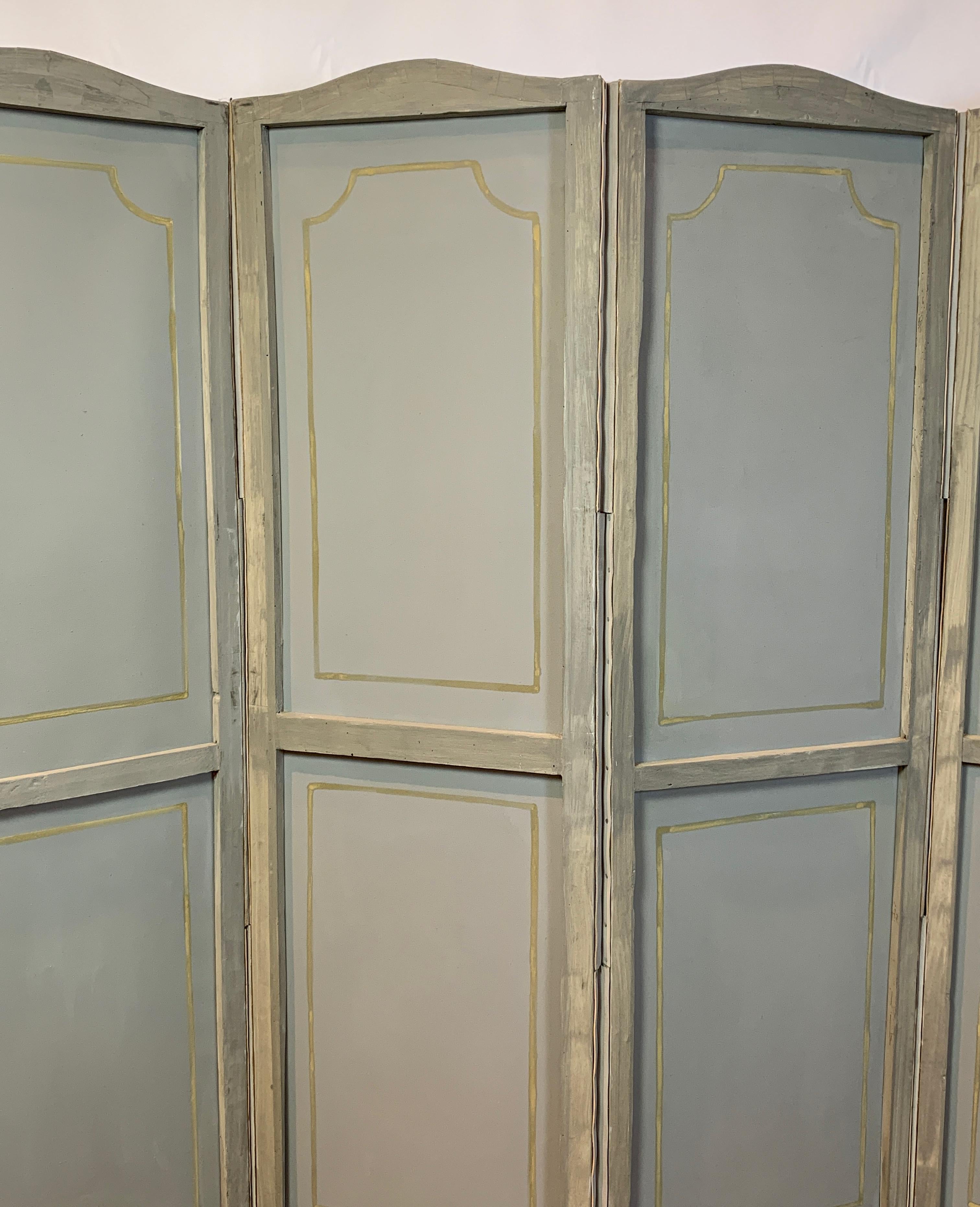 Hand Painted Four Panel Folding Screen in the Style of Gracie or de Gournay 6