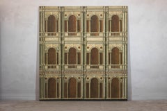Hand-Painted Four-Panel Screen with Palladian Arch Motif in Tempera on Wood