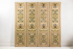 Hand-Painted Four-Panel Screen with Victorian-Style Motifs