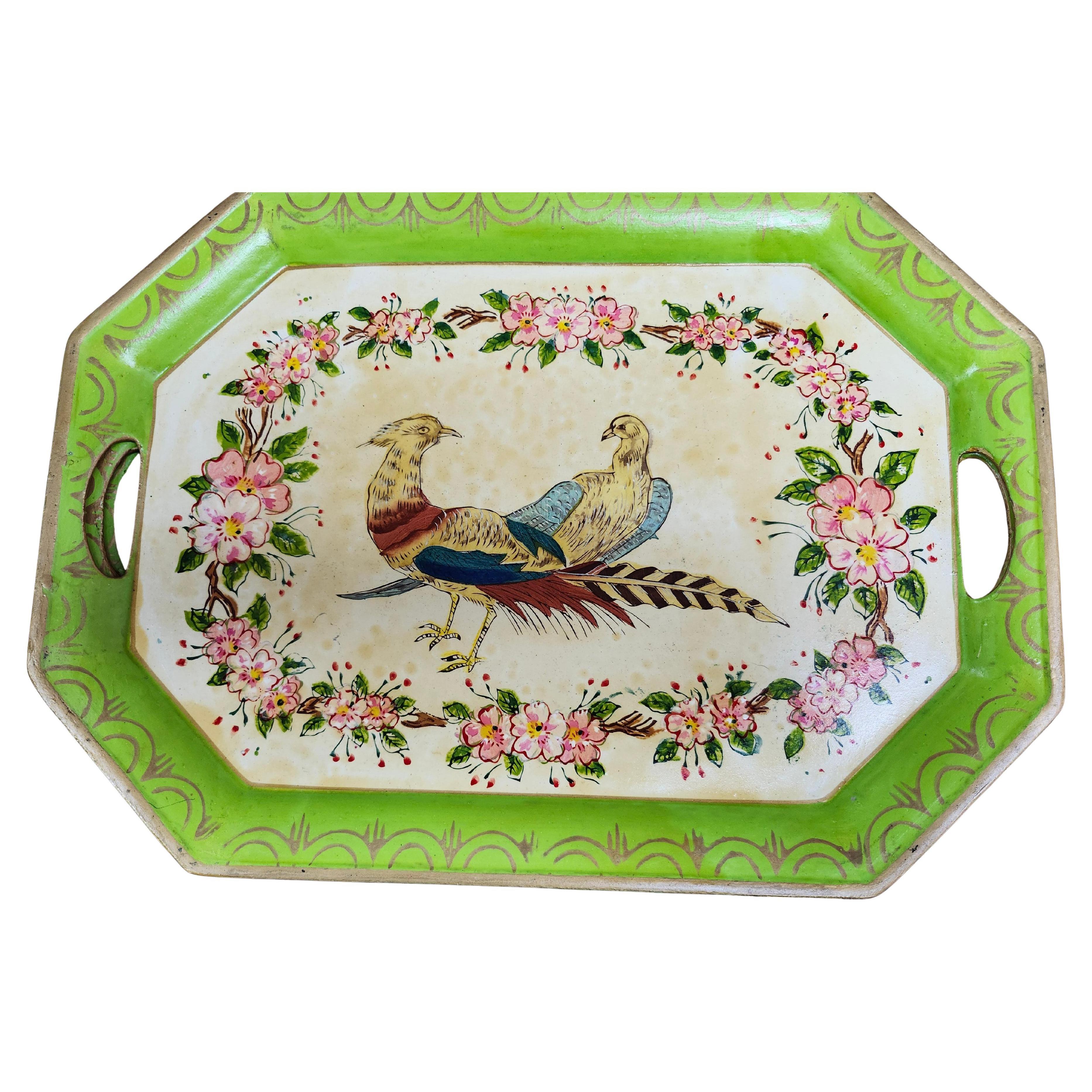 10 Bandejas Individuales de Madera Pintadas a Mano con Motivos Florales Japón 1965 Japonés en venta