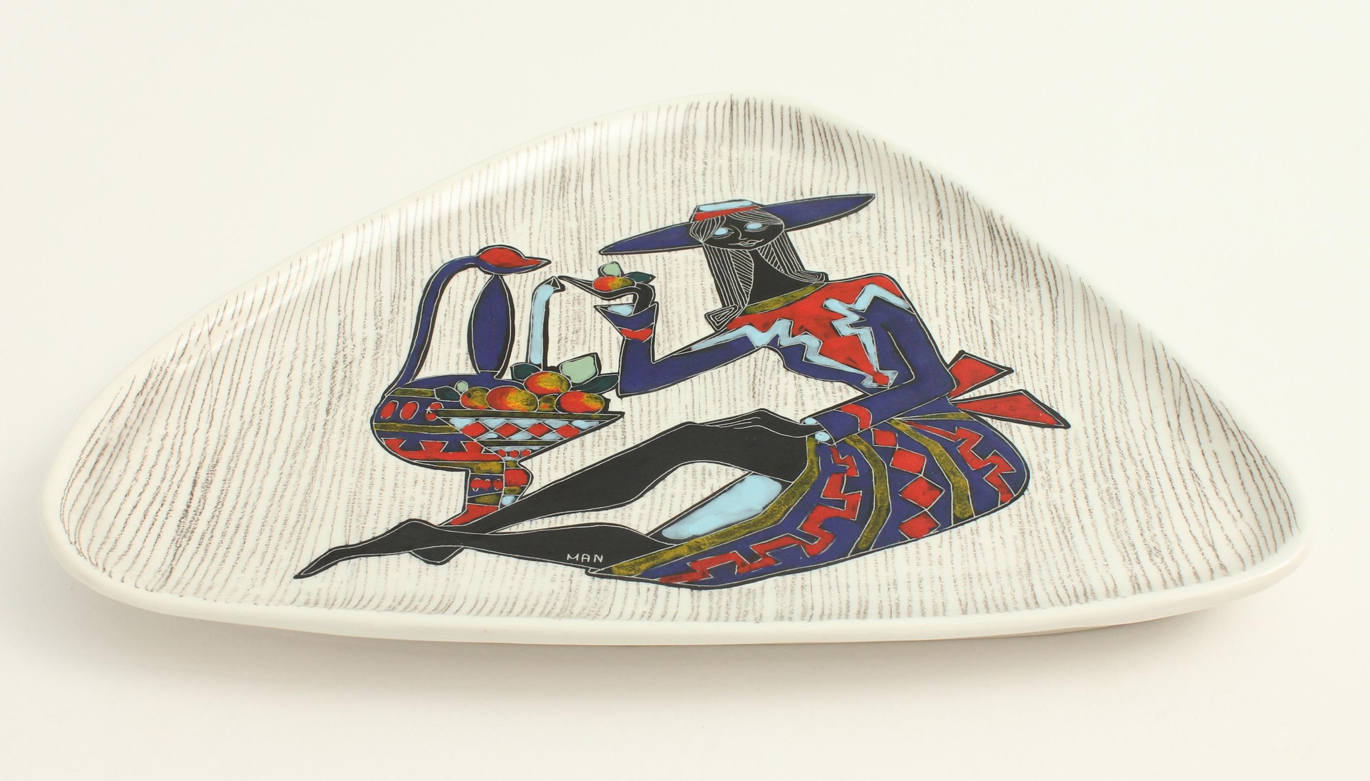 Hand Painted Freeform Dish, Italy, 1950's In Good Condition For Sale In Barcelona, ES