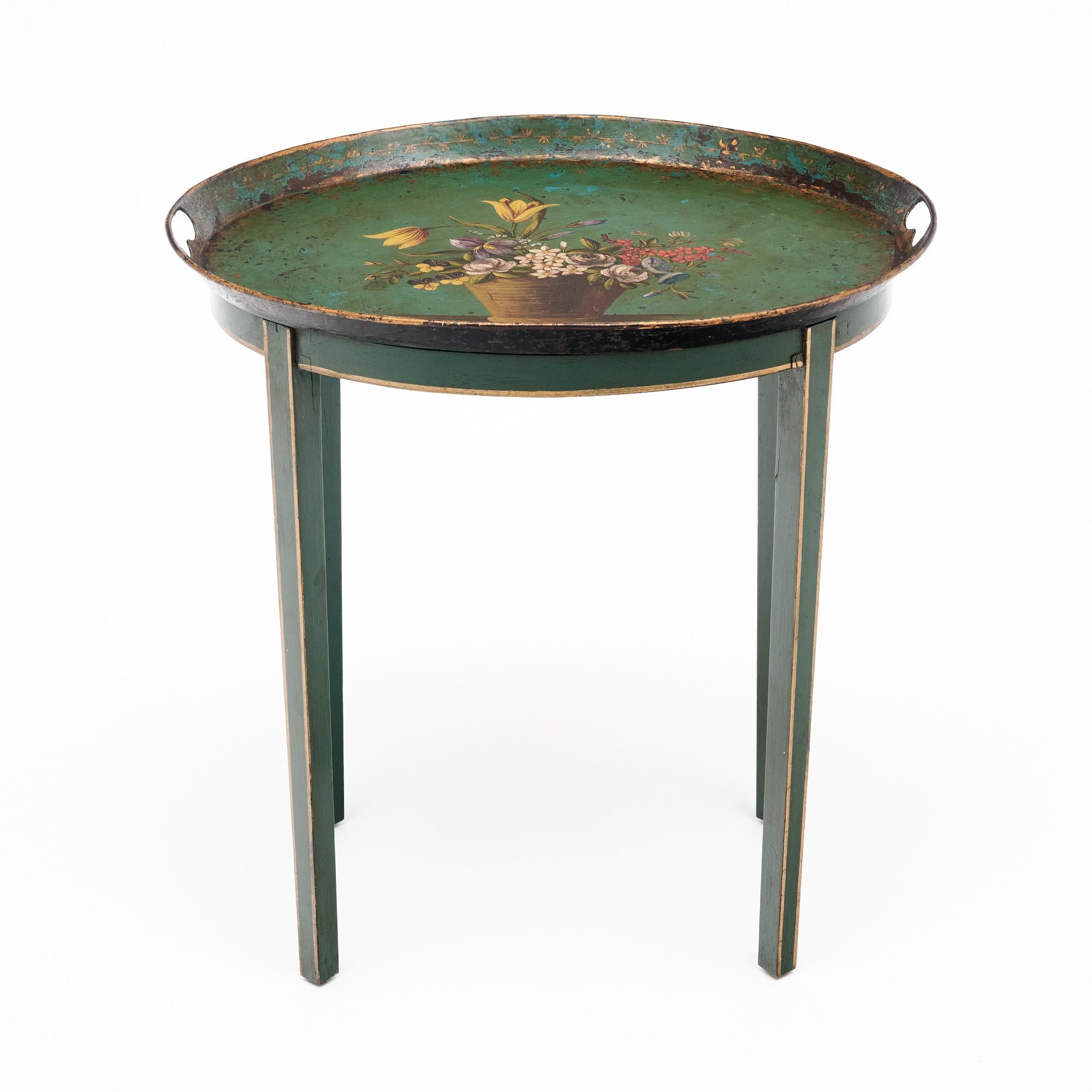 Early 20th Century Hand-Painted French Antique Side Table For Sale