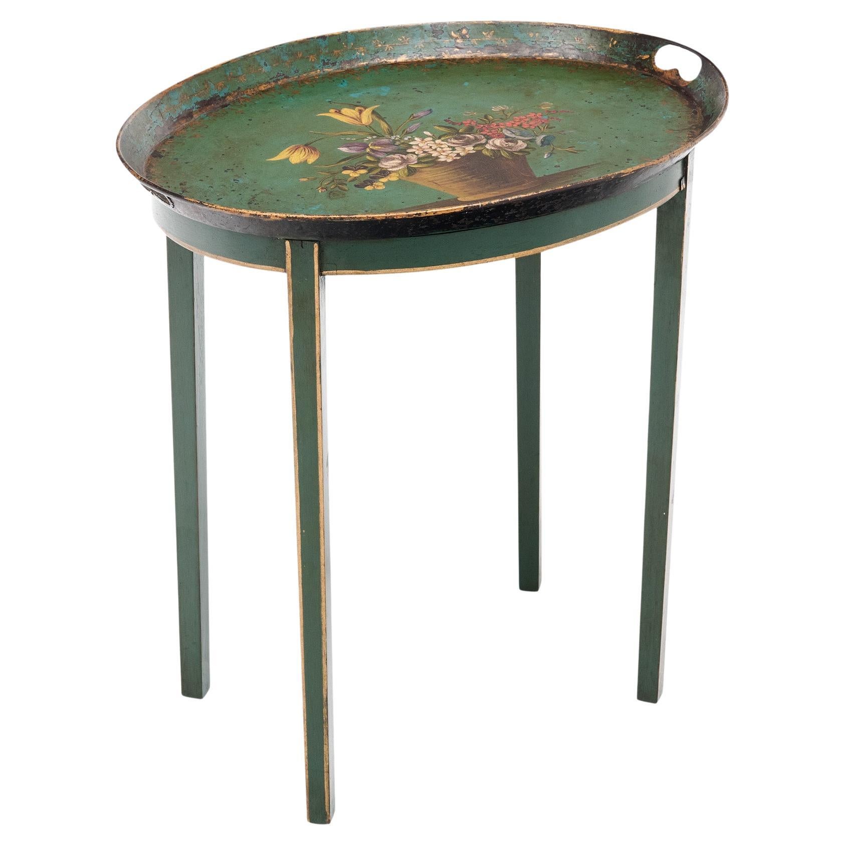 Hand-Painted French Antique Side Table For Sale