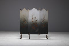 Hand Painted French Art Nouveau Fire Screen, circa 1910