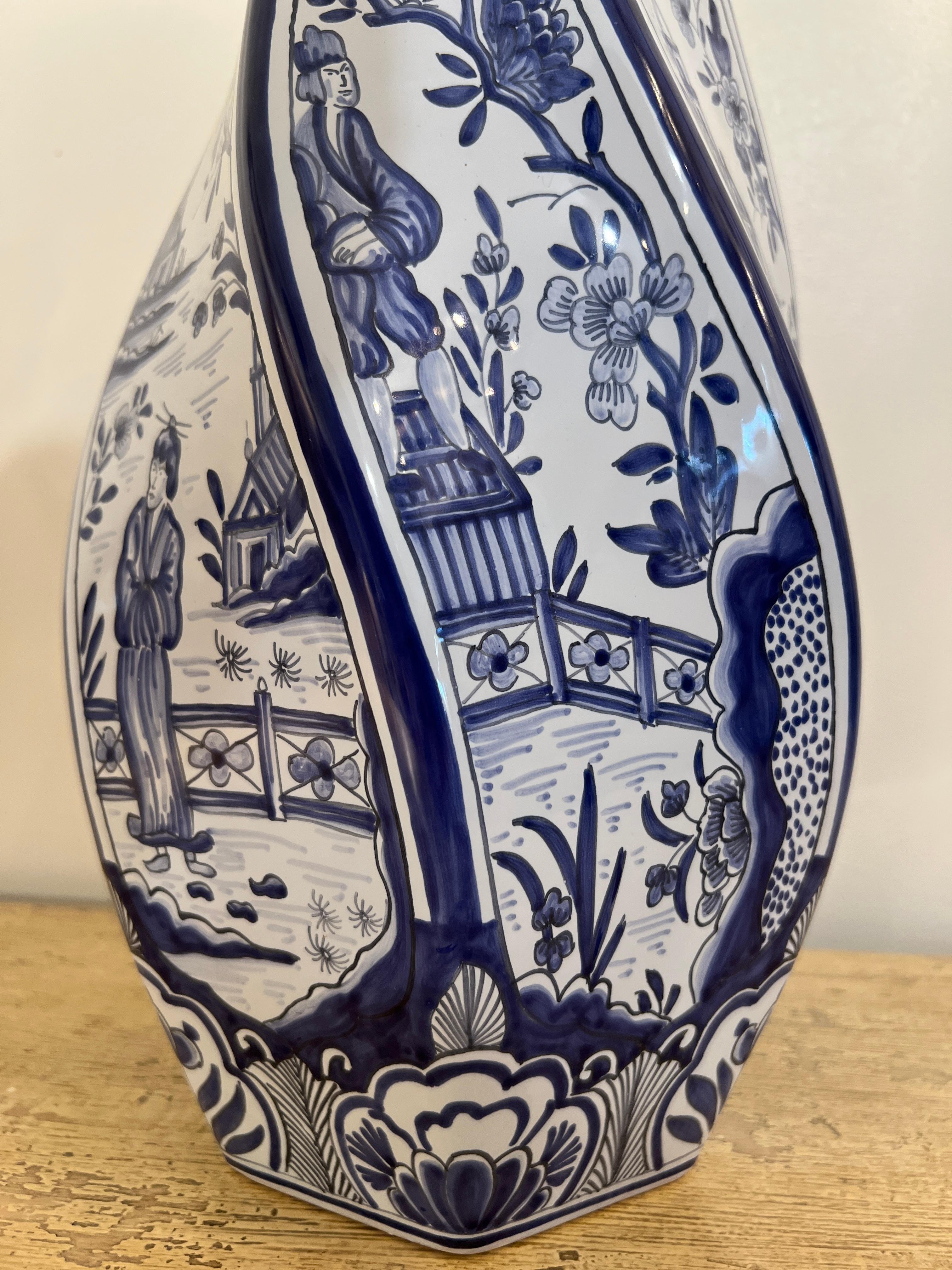 Hand Painted French Blue and White Lidded Vase -  Signed for Tiffany & Co For Sale 2