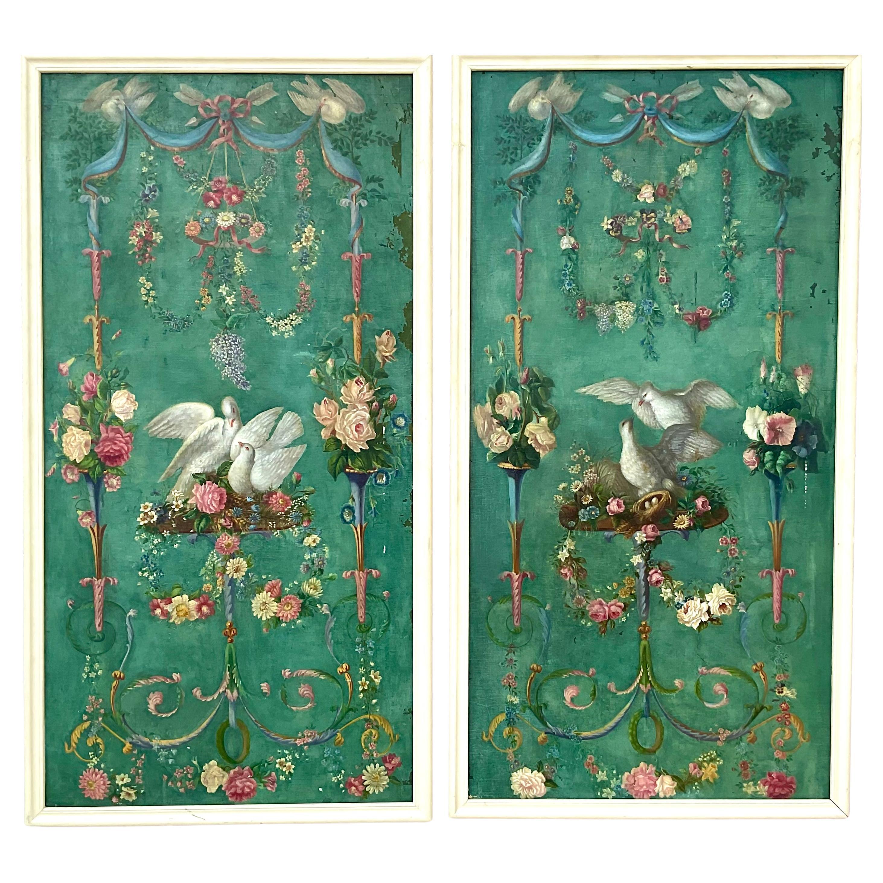 Paneles de Pared de Boiserie Francesa Pintados a Mano, Pareja