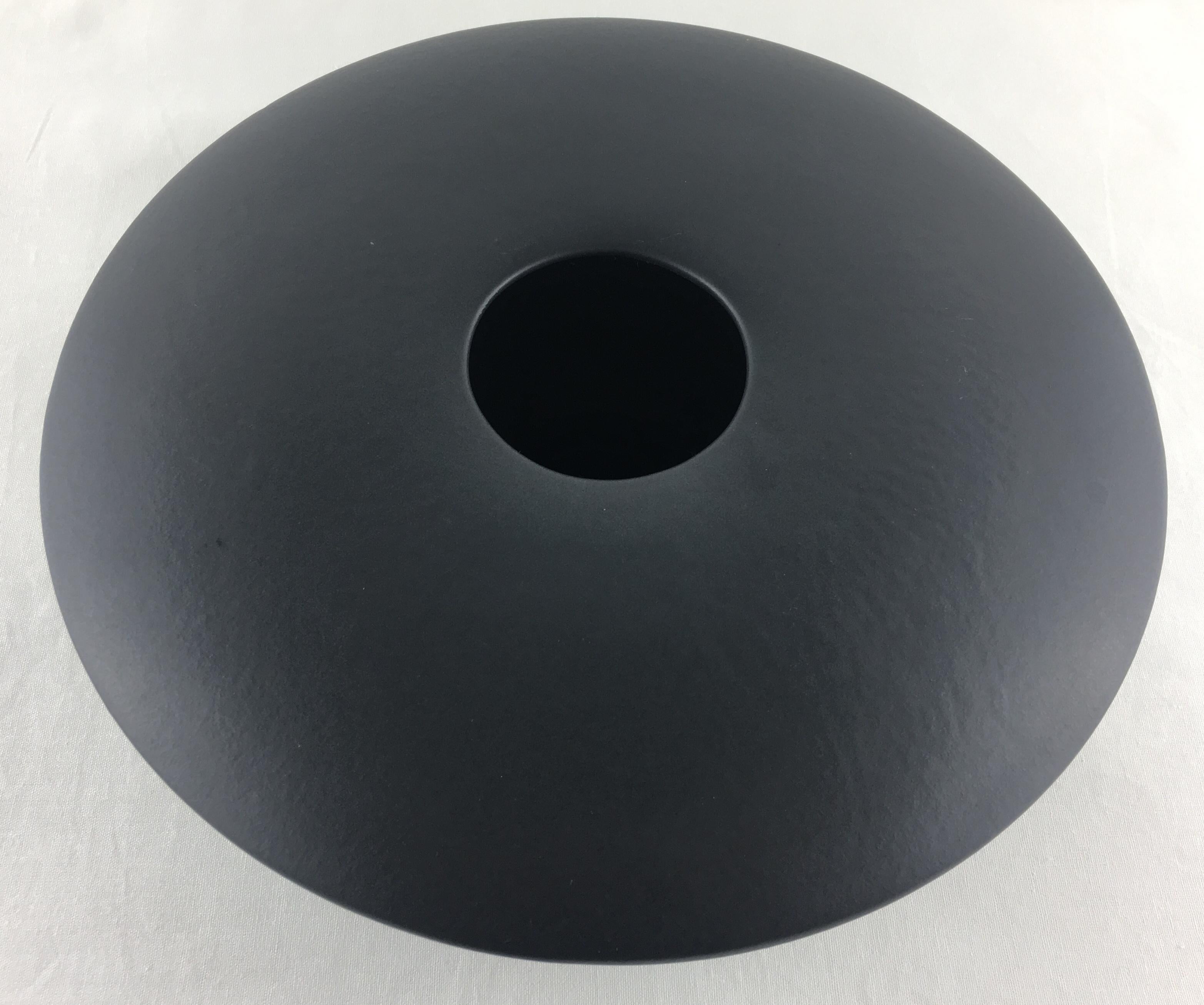 Unique Midcentury French Ceramic Black Matte Bowl Signed Saint Clement 2