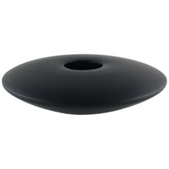 Unique Midcentury French Ceramic Black Matte Bowl Signed Saint Clement