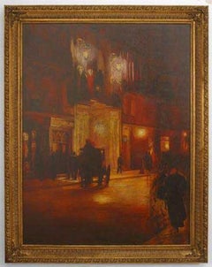 Hand-Painted French Impressionist Street Scene, Late 20th Century