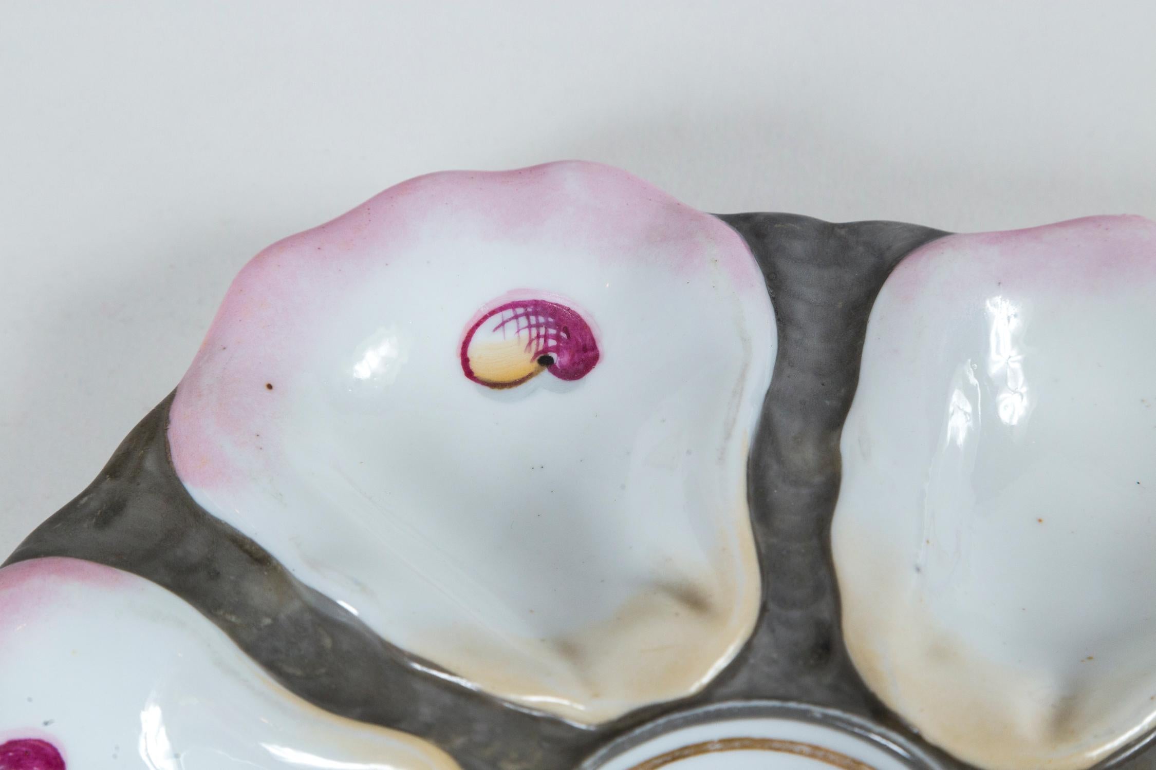 Ceramic Hand-Painted French Oyster Plate, circa 1900