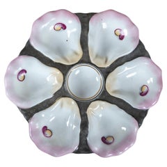 Antique Hand-Painted French Oyster Plate, circa 1900