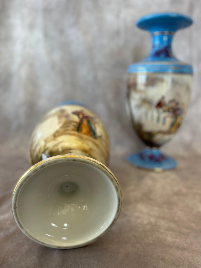Hand Painted French Porcelain Vases Sevres Style For Sale at 1stDibs