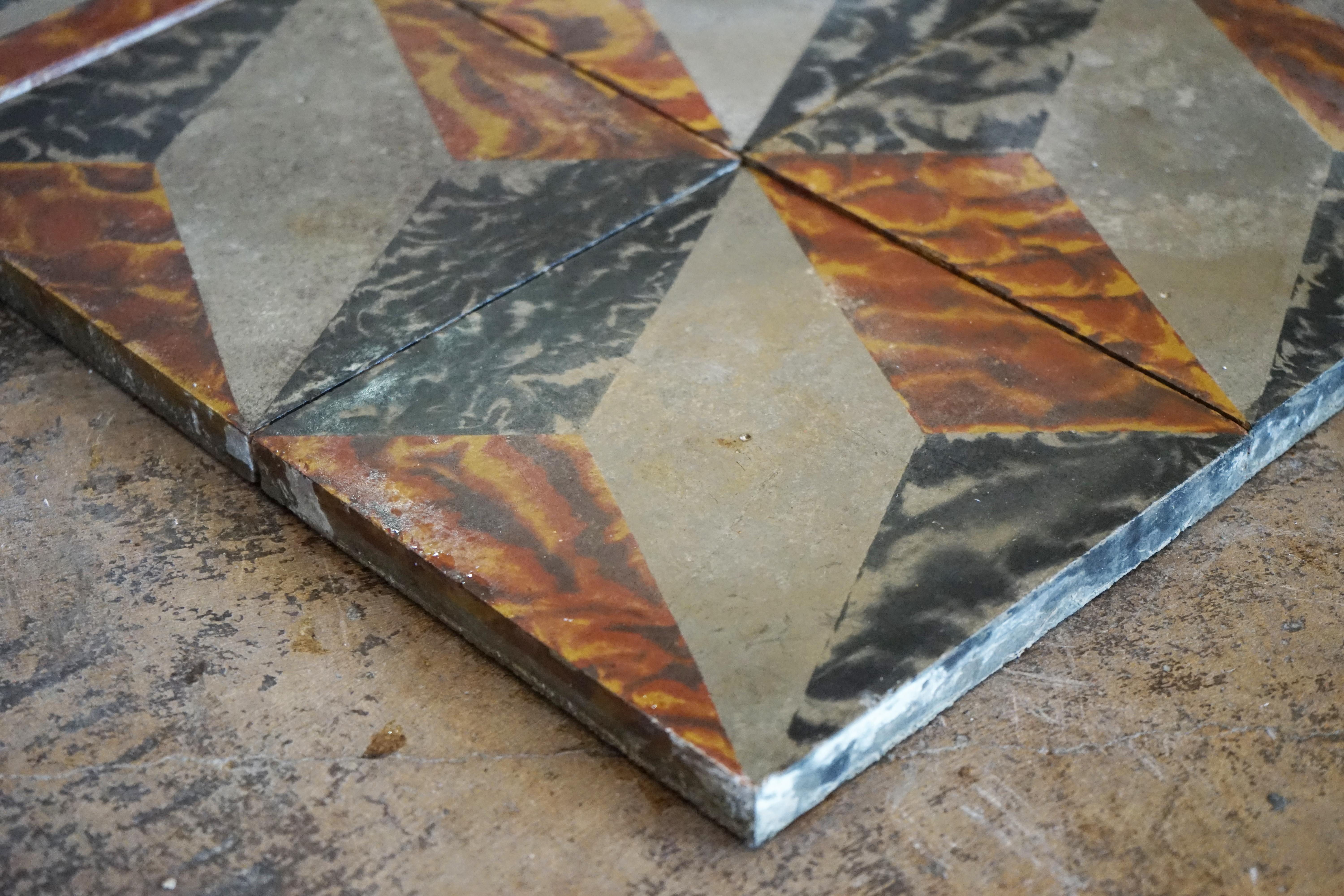 Concrete Hand Painted French Reclaimed Tiles Lot of 125 Sq Ft _emily