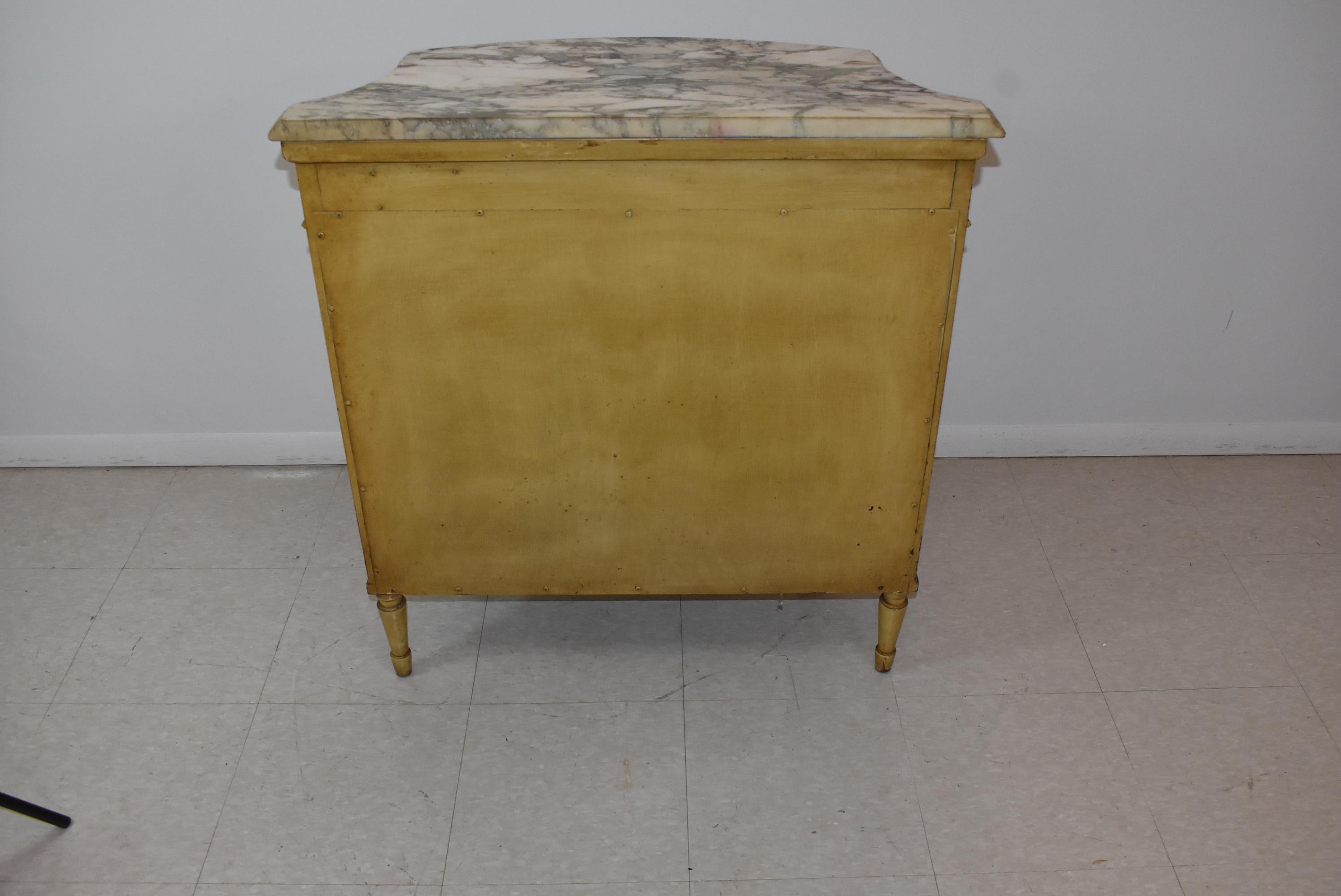 Louis XV Hand Painted French Style Marble Top Commode Irwin Furniture For Sale