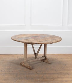 Large Early 20th Century French Hand-Painted Wine Tasting 'Vendange' Table