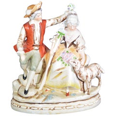 Hand Painted German Figurine Couple in Historic Dress