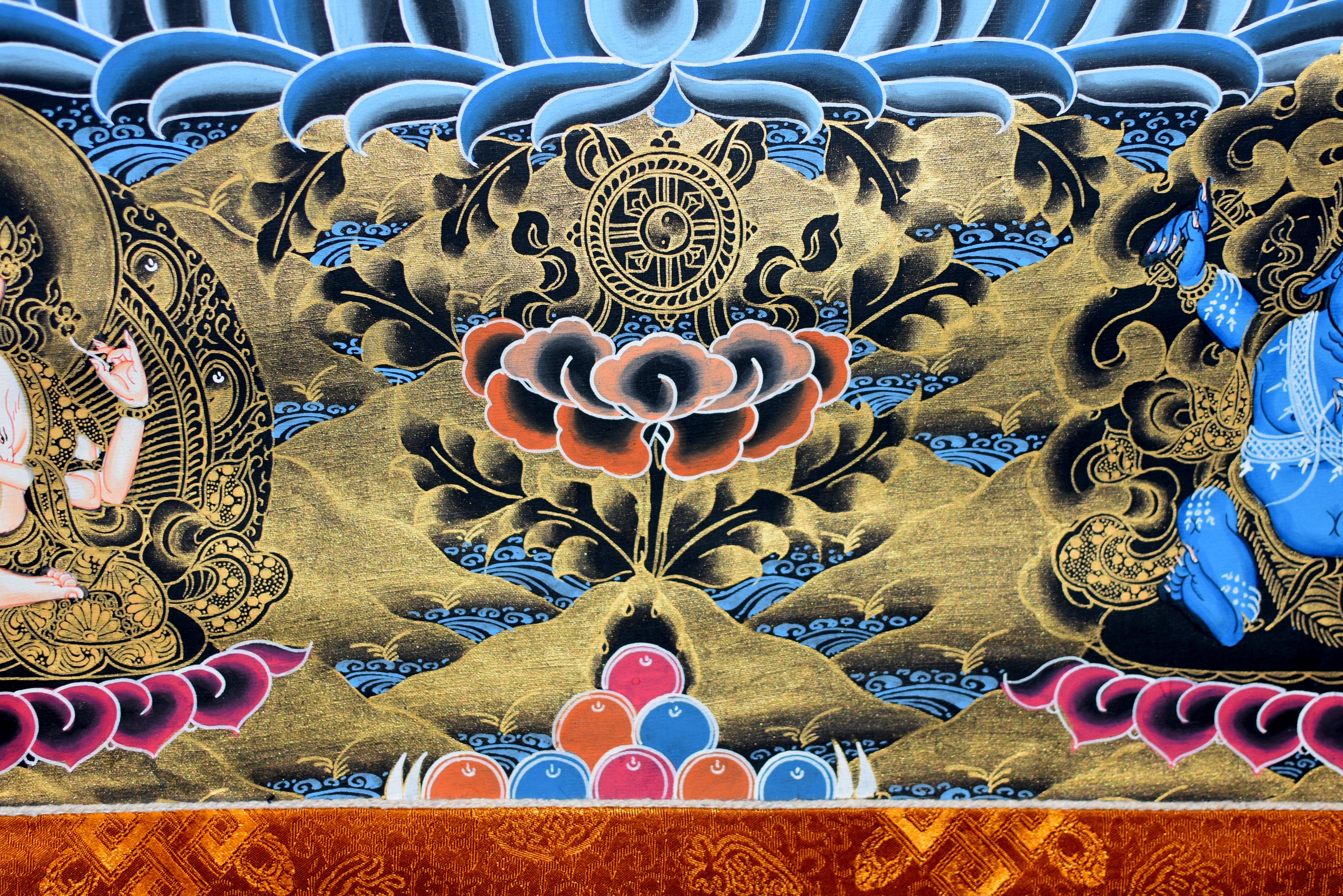 Hand Painted Gilded Tibetan Thangka of Manjushree 7