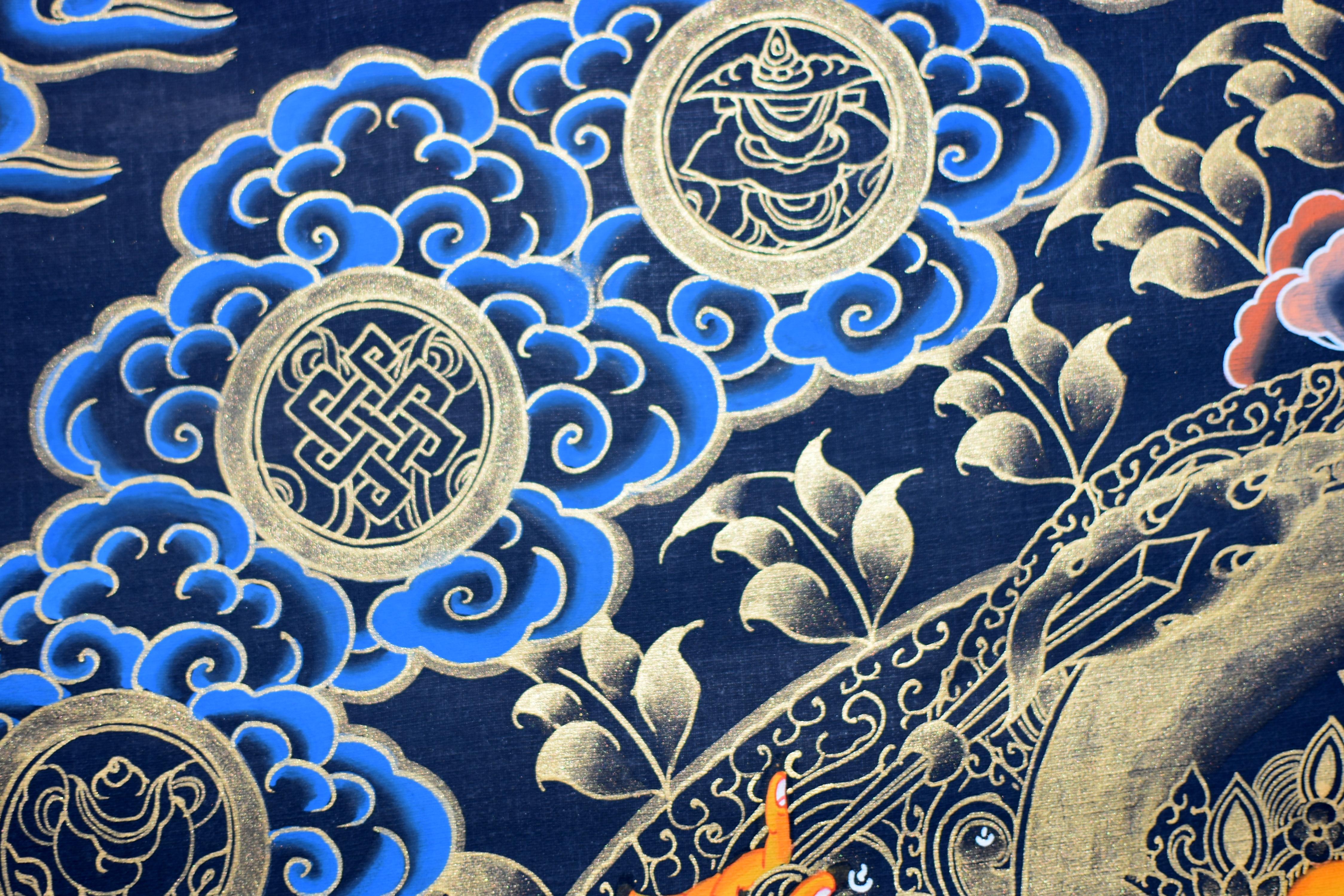 Hand Painted Gilded Tibetan Thangka of Manjushree 8