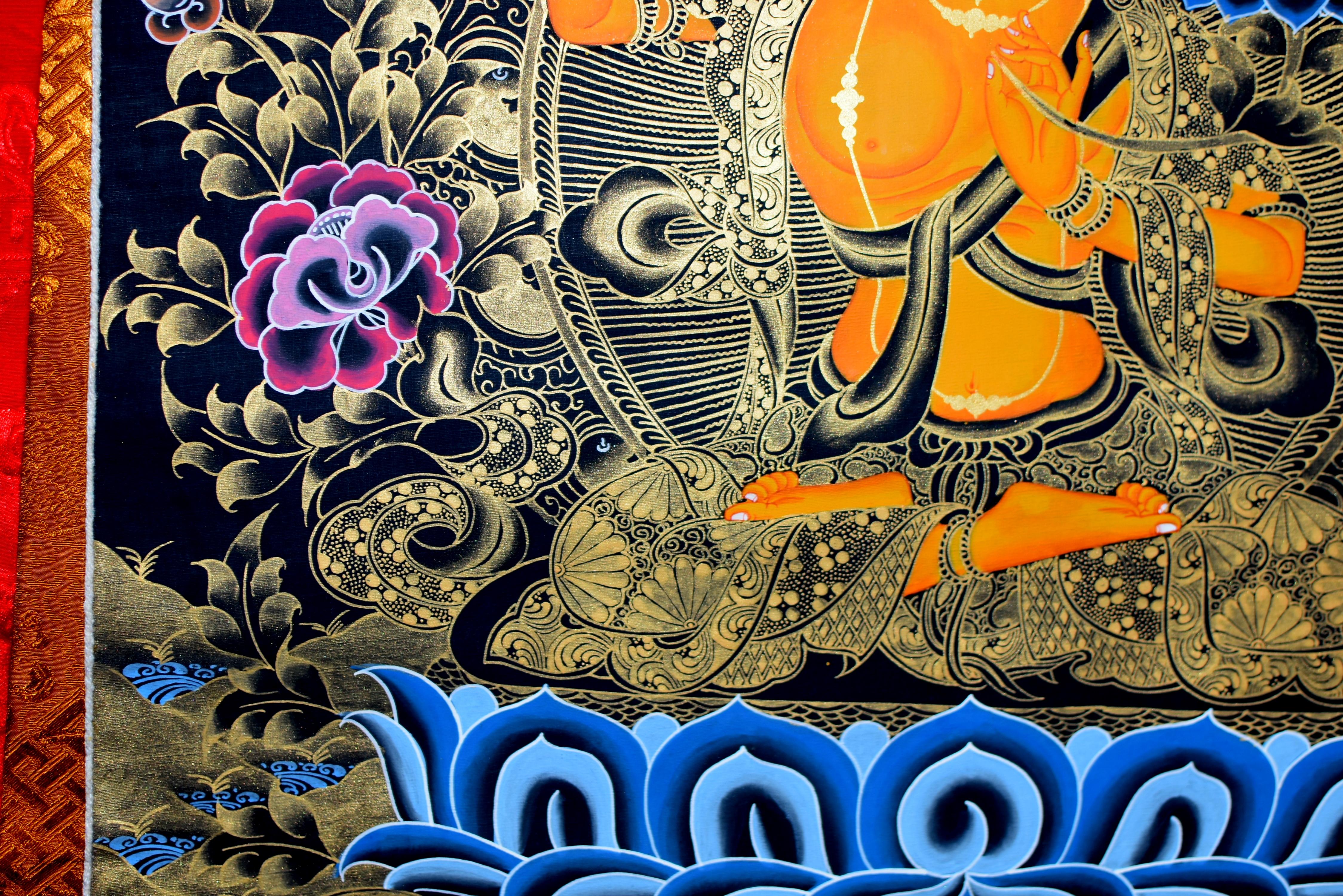 Hand Painted Gilded Tibetan Thangka of Manjushree 1