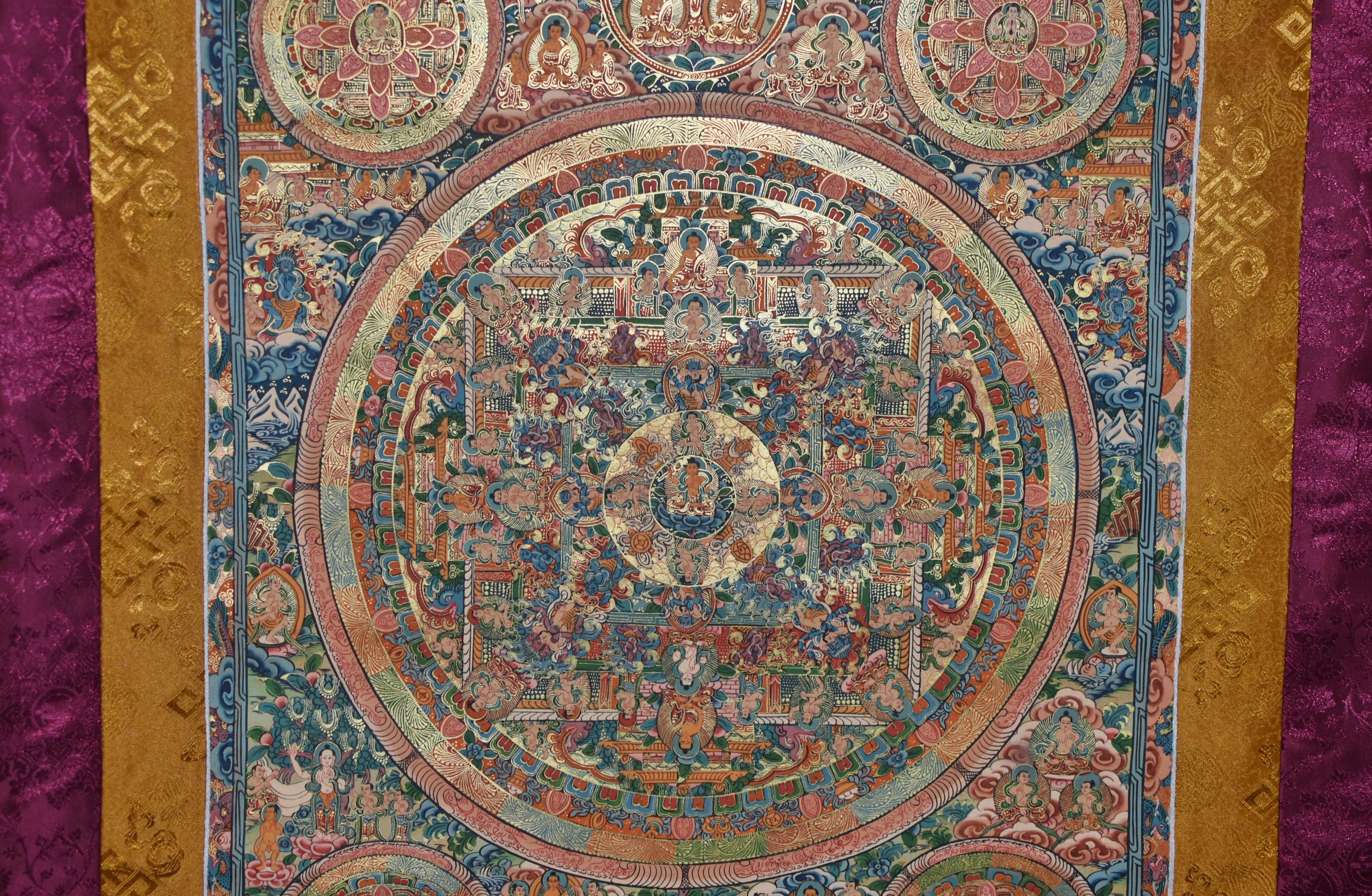 Contemporary Hand Painted Gilded Tibetan Thangka of Nirvana