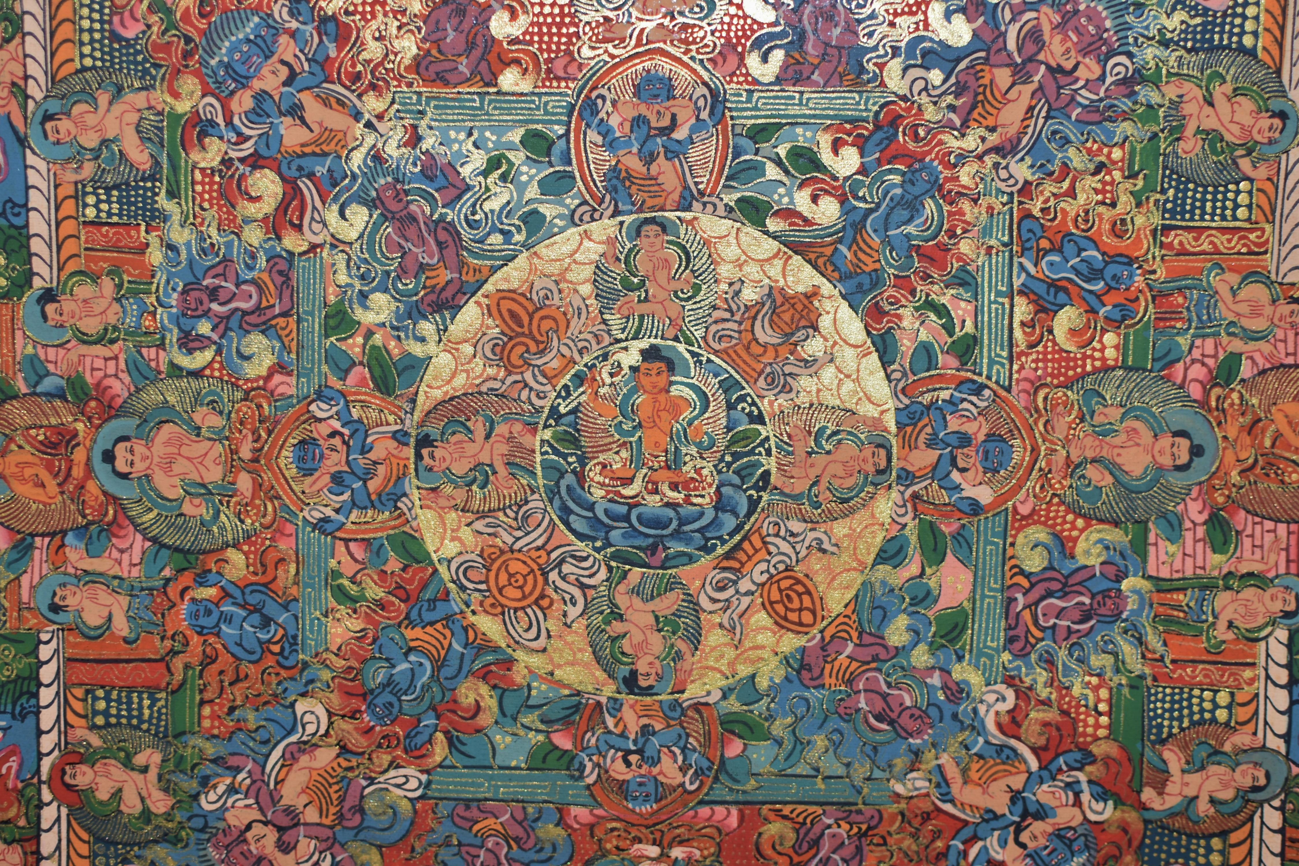 Hand Painted Gilded Tibetan Thangka of Nirvana 2