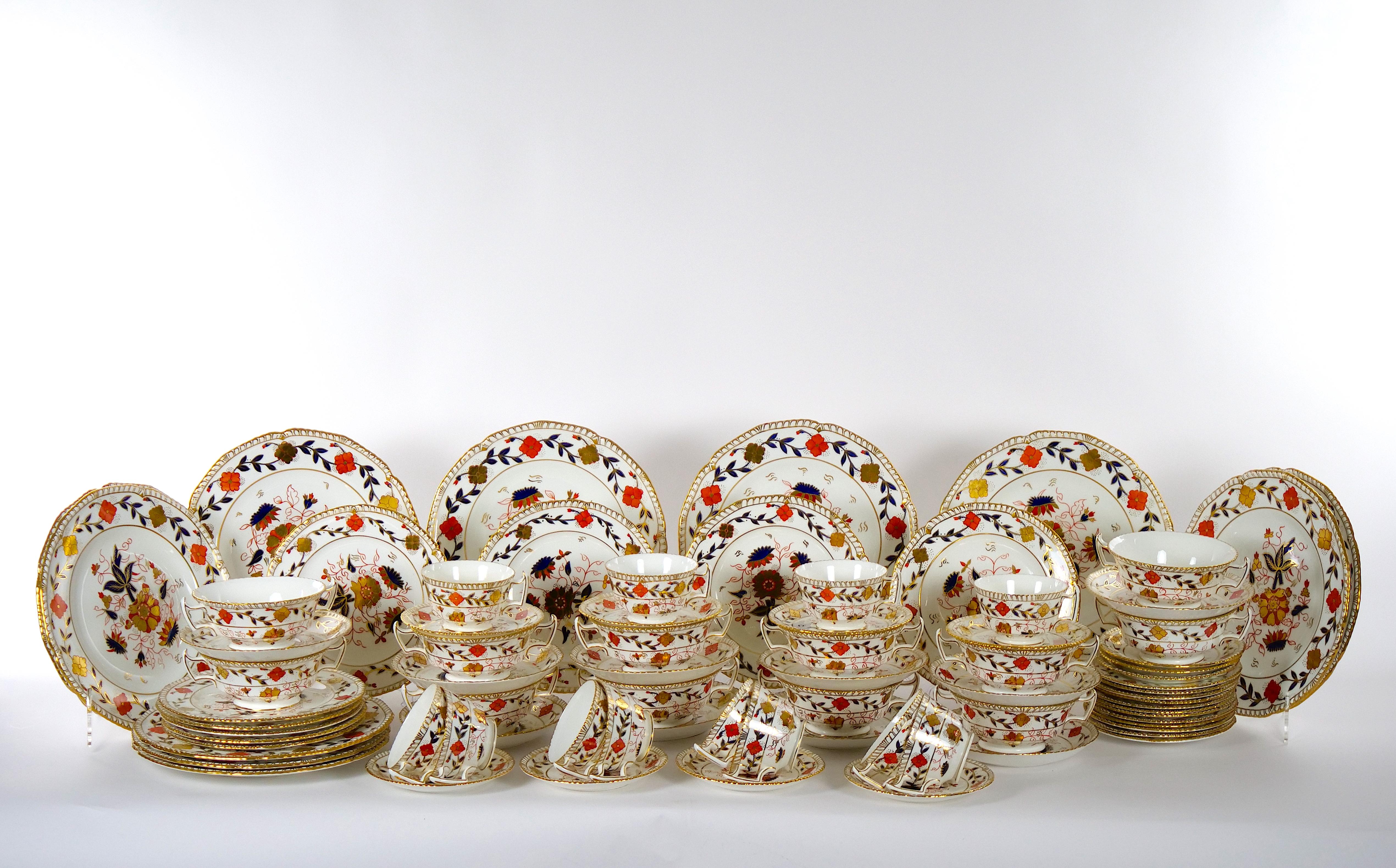 
Indulge in the epitome of refined dining with this extraordinary hand-painted and gilt floral decorations English Royal Crown Derby porcelain dinner service. Crafted to perfection, each piece in this splendid collection showcases meticulous