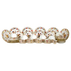 Hand Painted & Gilt Floral English Royal Crown Derby Dinner Service / 10 People.