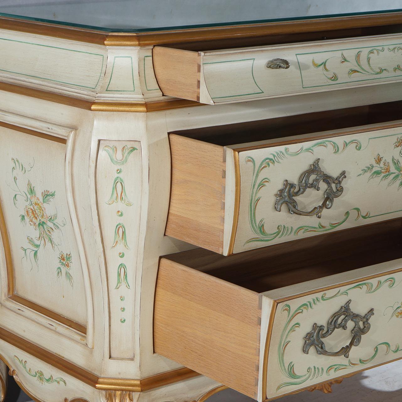 Hand Painted & Gilt Karges French Louis XIV Style Dresser & Mirror Set 20thC 6