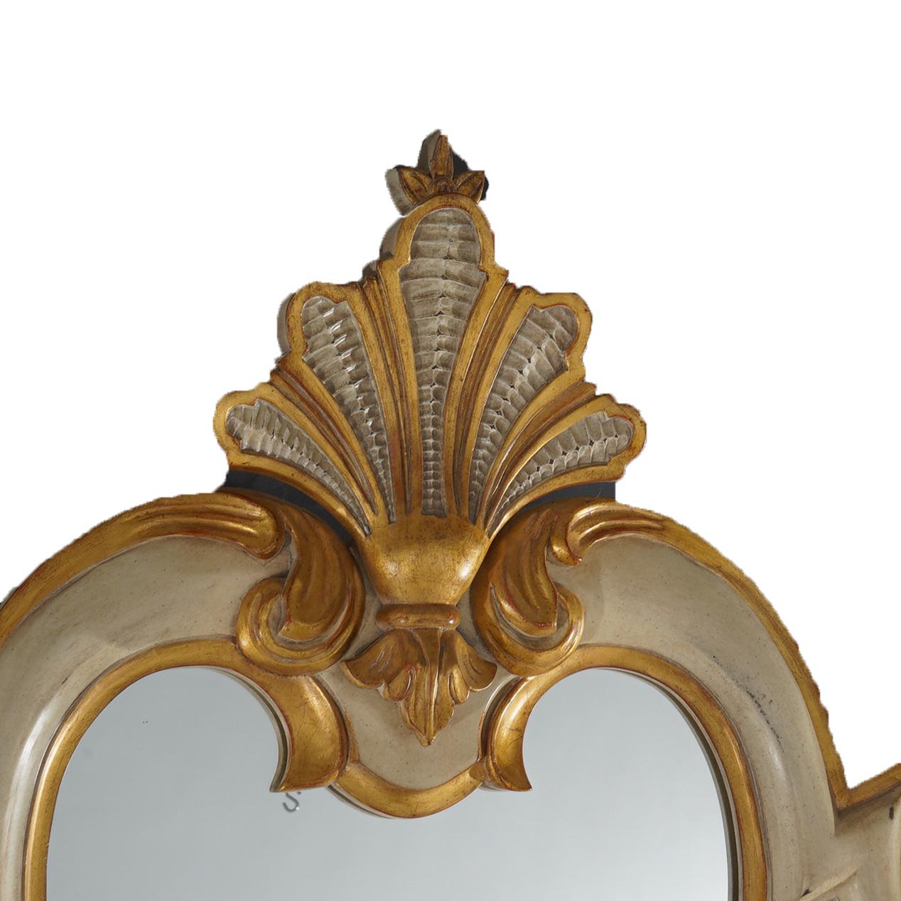 Hand Painted & Gilt Karges French Louis XIV Style Dresser & Mirror Set 20thC 7