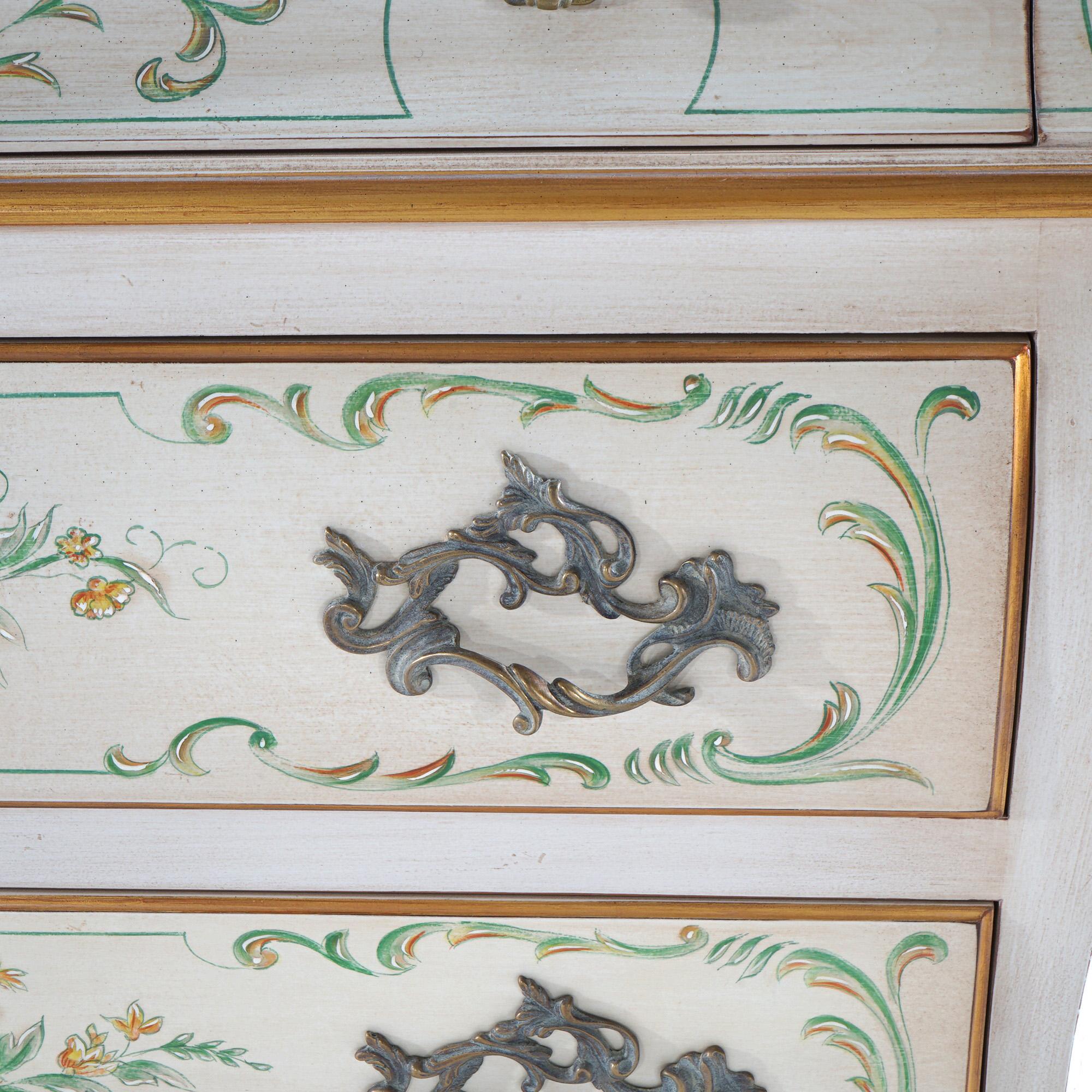 20th Century Hand Painted & Gilt Karges French Louis XIV Style Dresser & Mirror Set 20thC