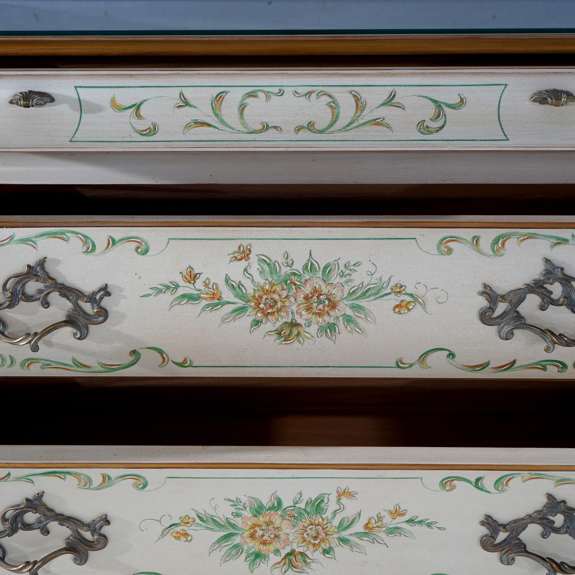 Hand Painted & Gilt Karges French Louis XIV Style Dresser & Mirror Set 20thC 4