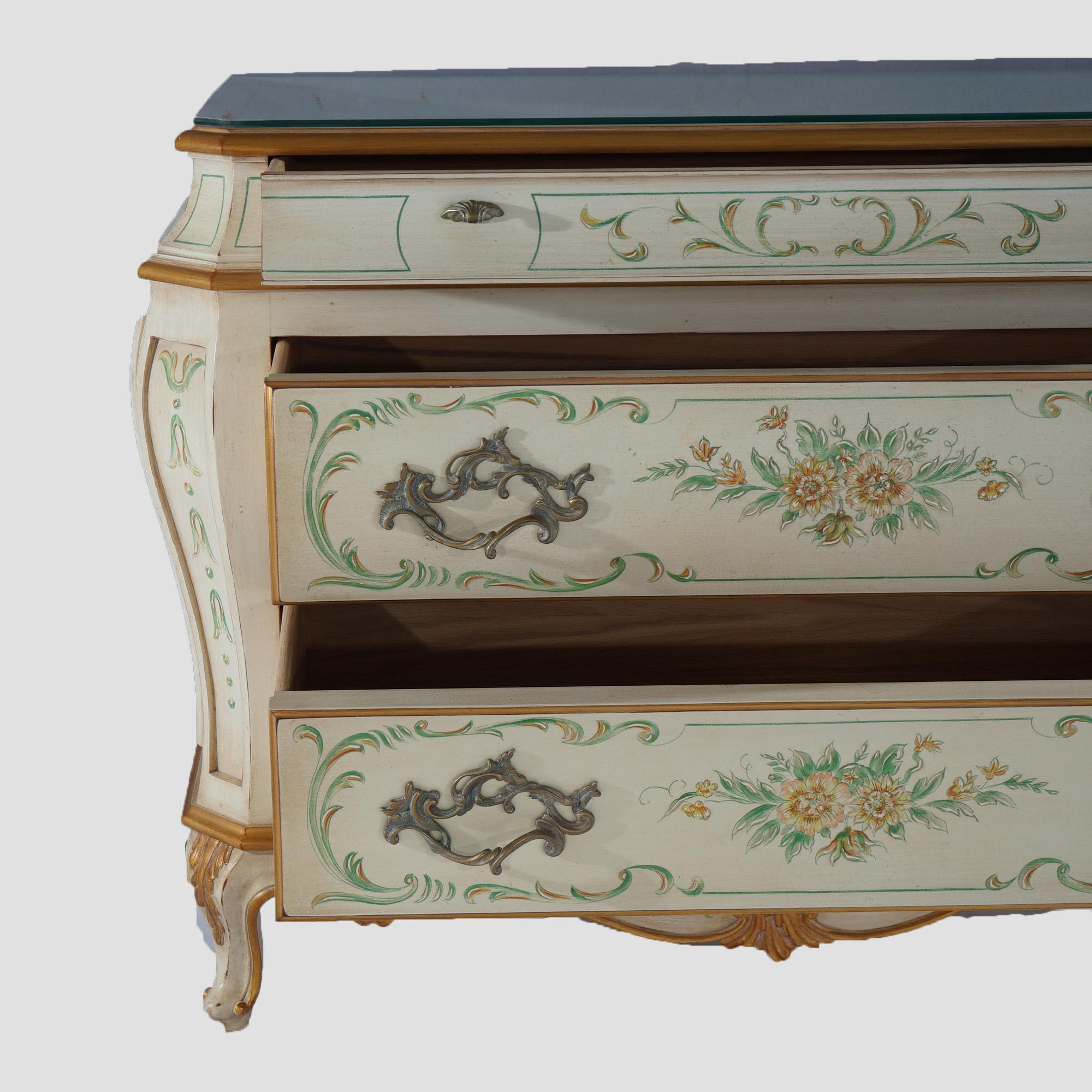 Hand Painted & Gilt Karges French Louis XIV Style Dresser & Mirror Set 20thC 5