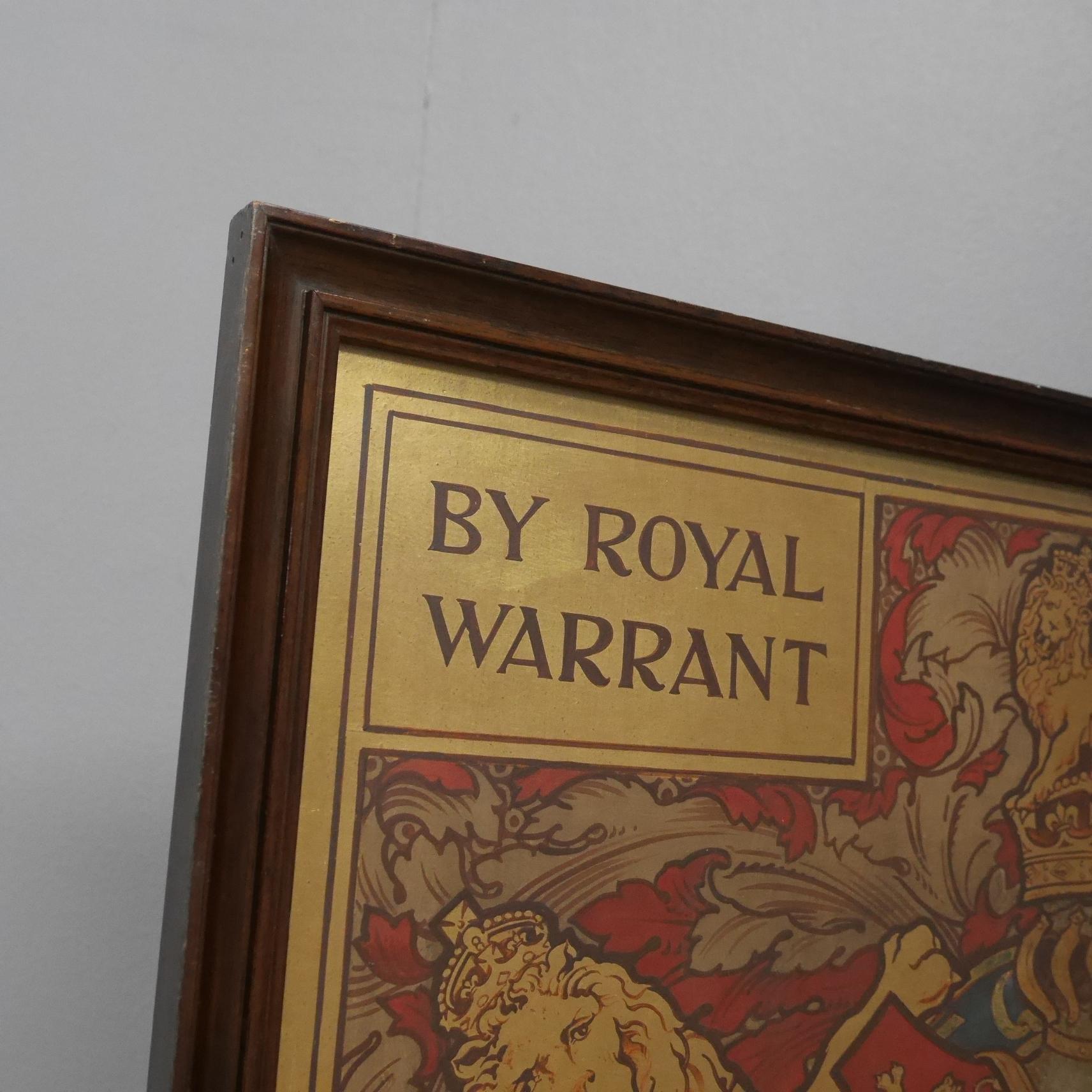 Hand Painted Gilt London Wine Merchants Royal Warrant In Good Condition In Downham Market, GB