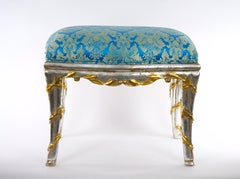 Hand Painted / Gilt Wood Frame Small Seating Bench