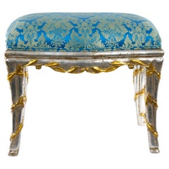 Hand Painted / Gilt Wood Frame Small Seating Bench