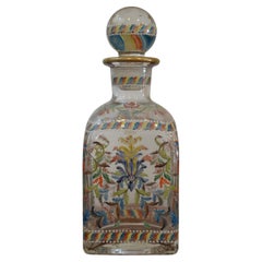 Hand painted glass decanter, Portugal, 1950s