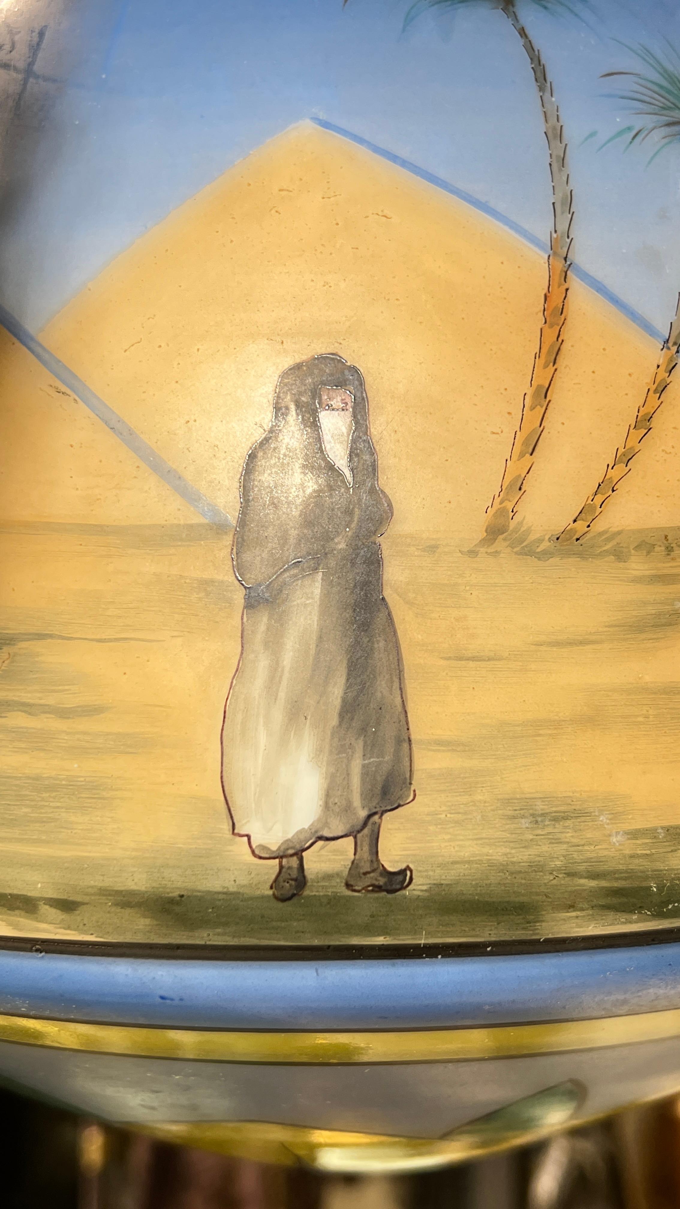 Hand-Painted Glass Islamic Mosque Lamp In Good Condition For Sale In New York, NY