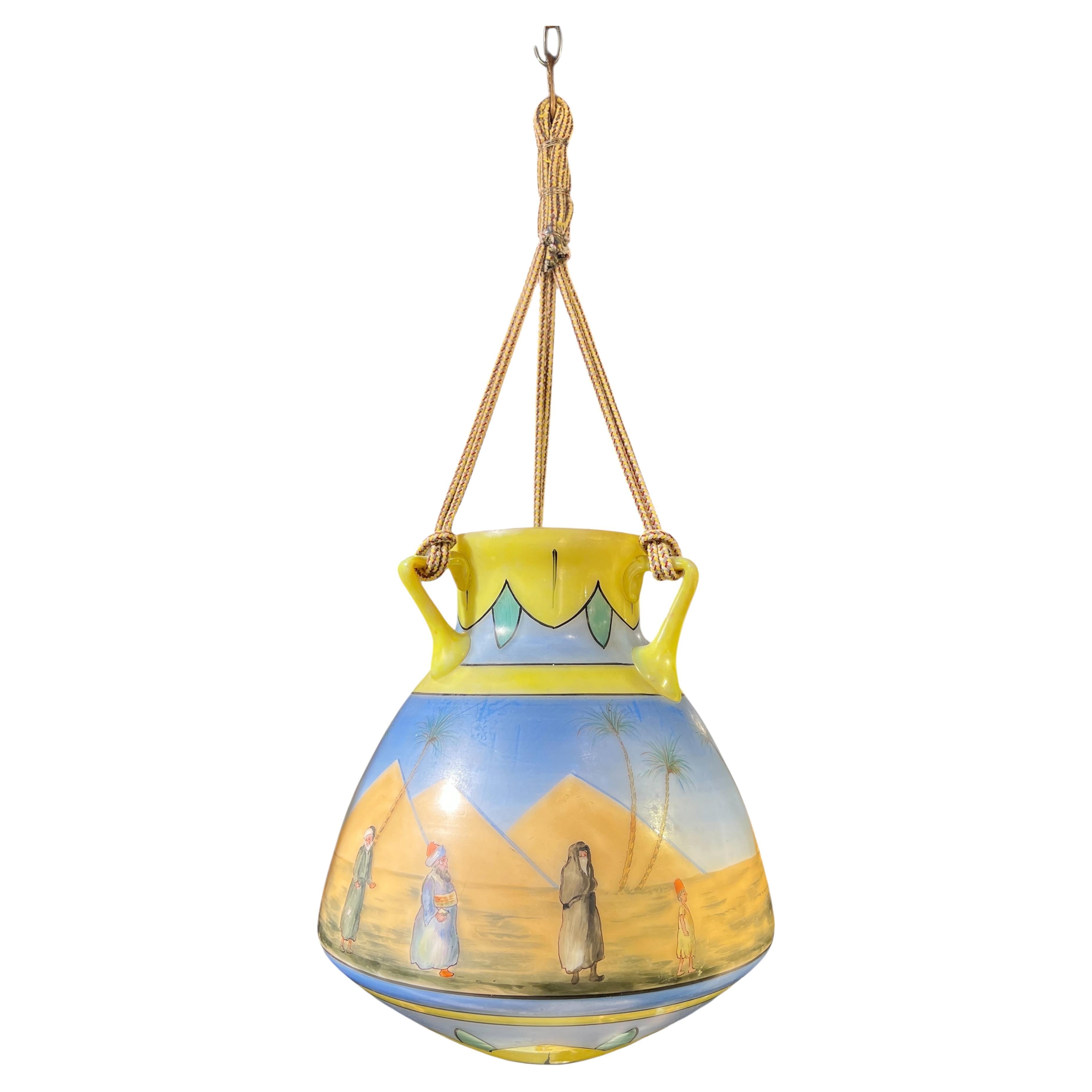 Hand-Painted Glass Islamic Mosque Lamp For Sale