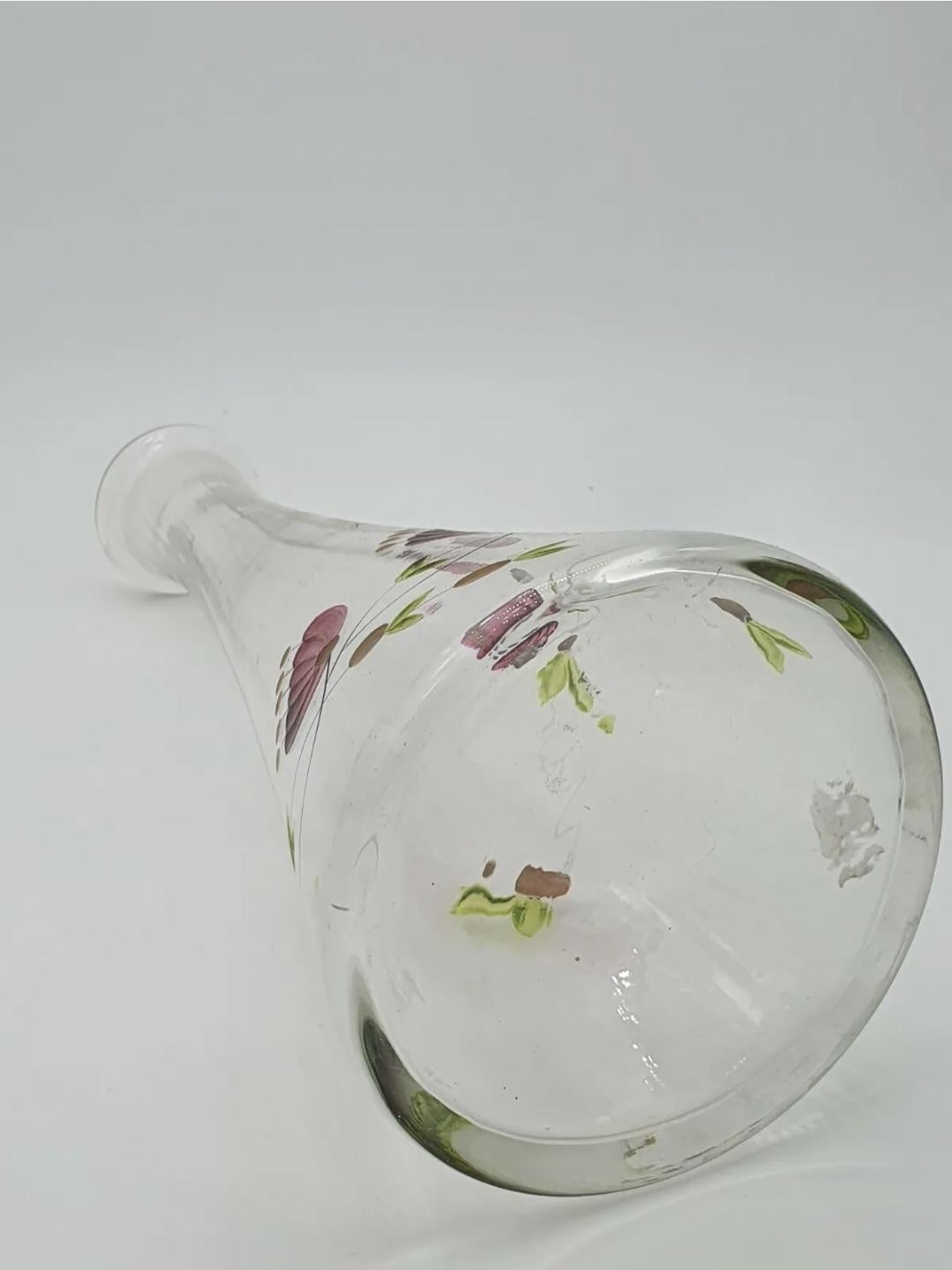 Hand Painted Glass Jug from '70s For Sale 1