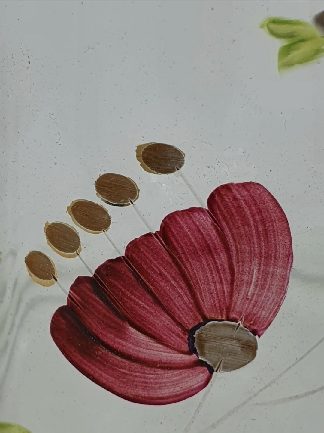 Vetro artistico Brocca di vetro dipinta a mano degli anni '70 in vendita