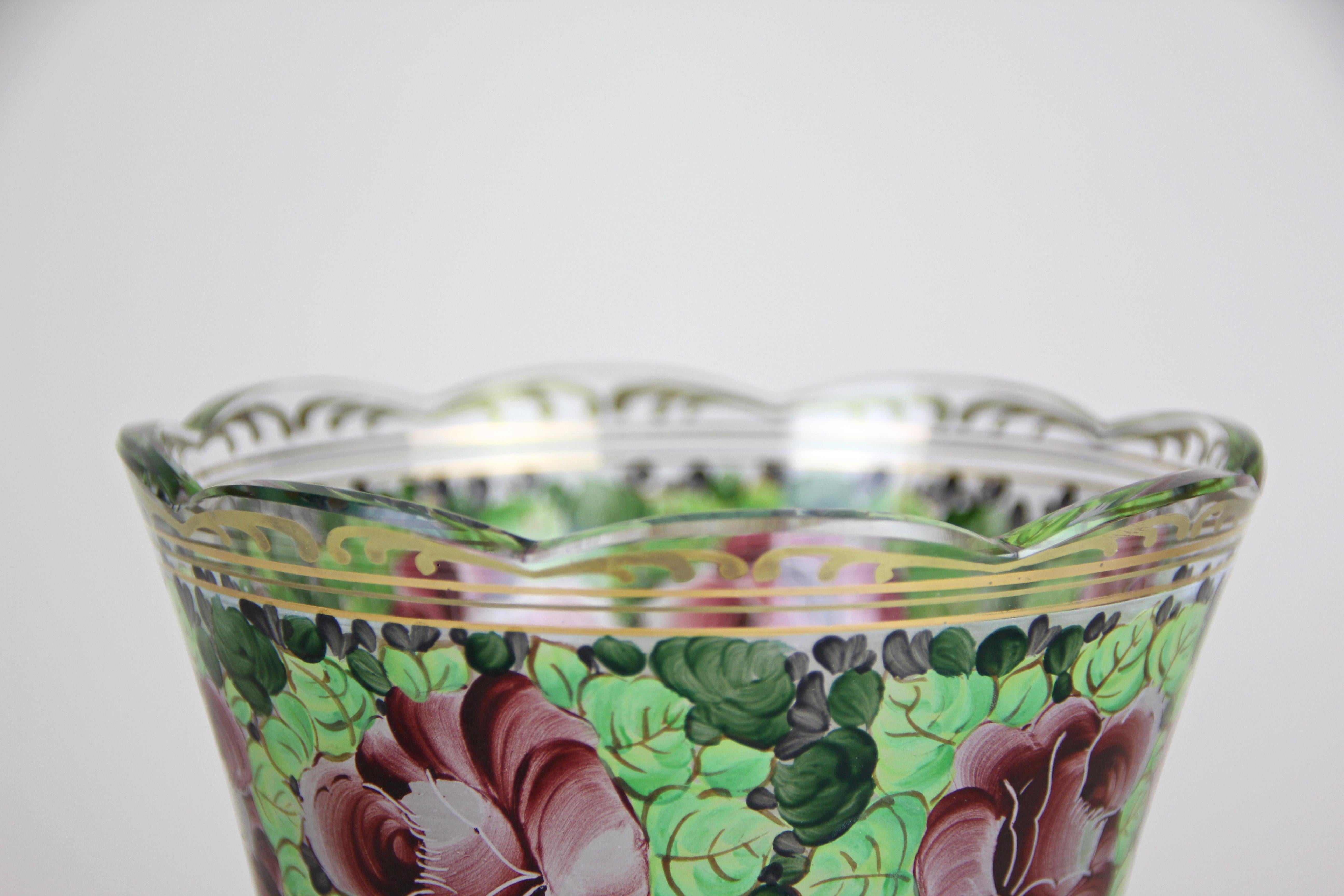 Hand Painted Glass Vase Art Nouveau, Austria, circa 1920 5