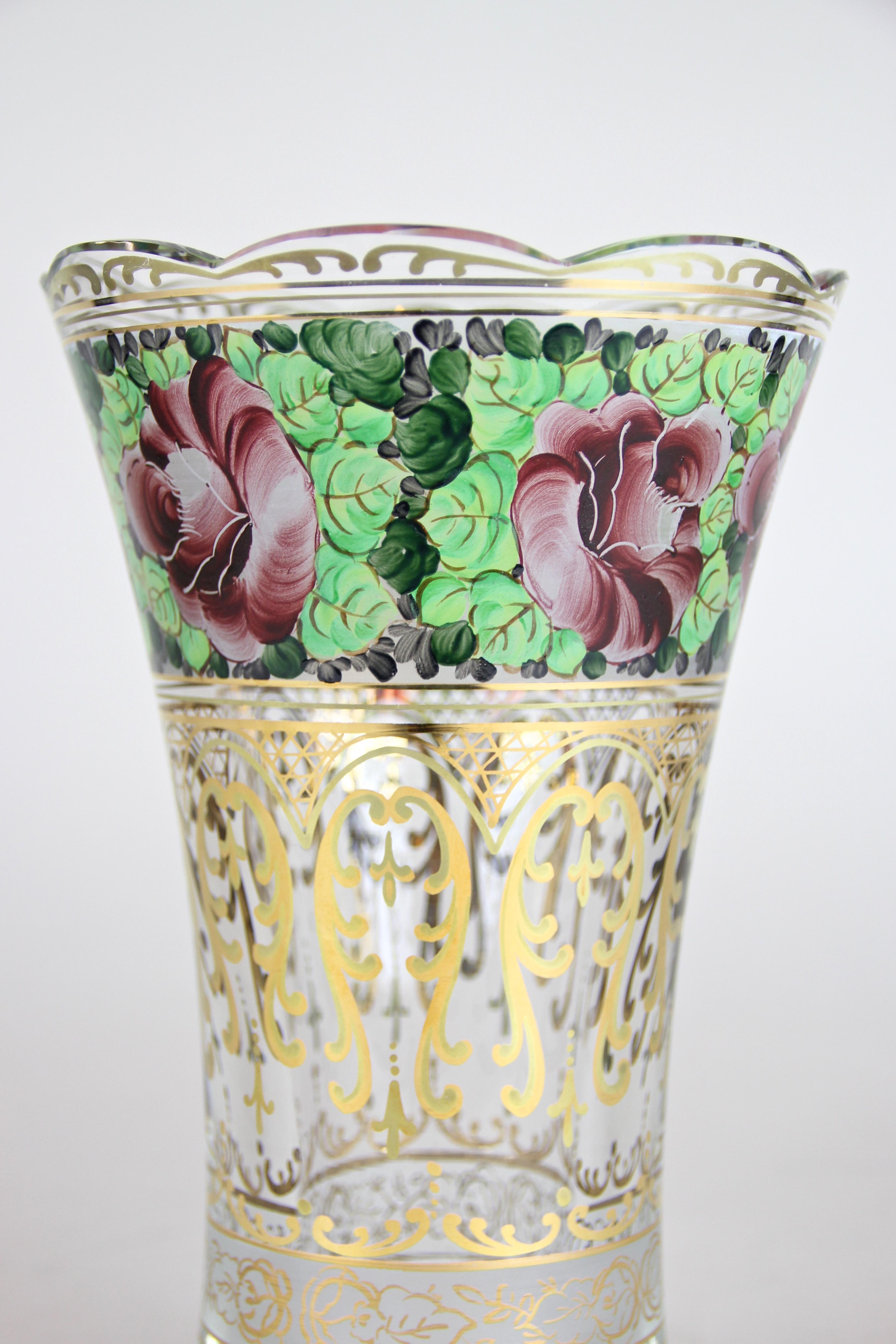 Hand Painted Glass Vase Art Nouveau, Austria, circa 1920 6